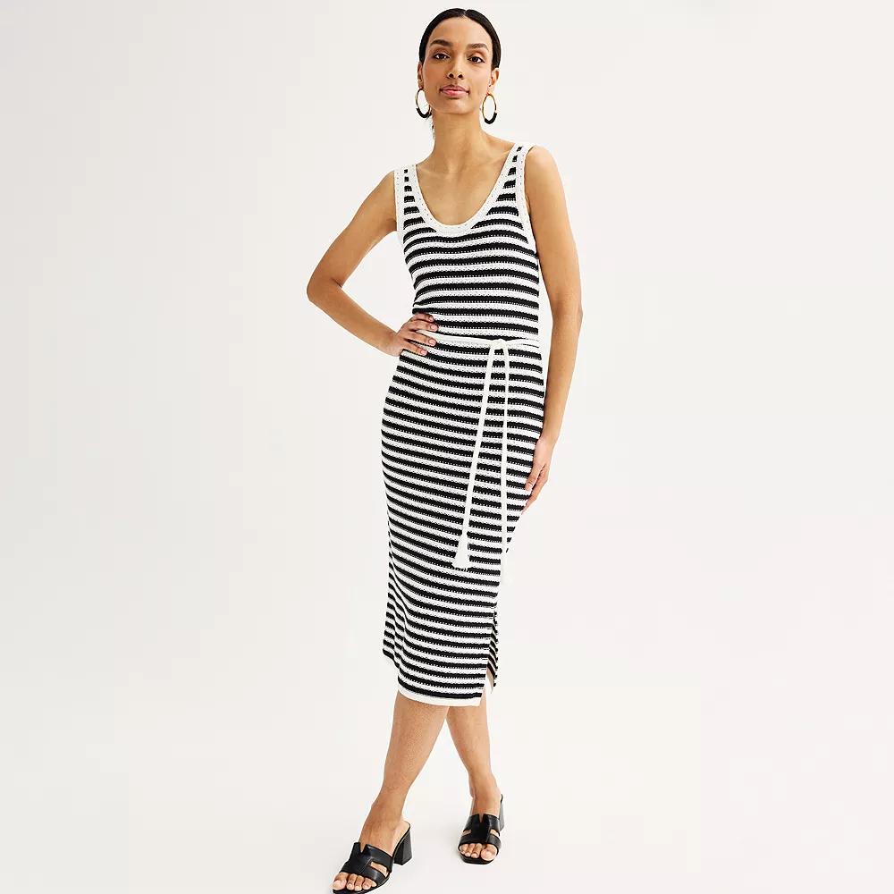 Women's Nine West Crochet Maxi Dress, Size: XXL, Crochet Stripe Product Image