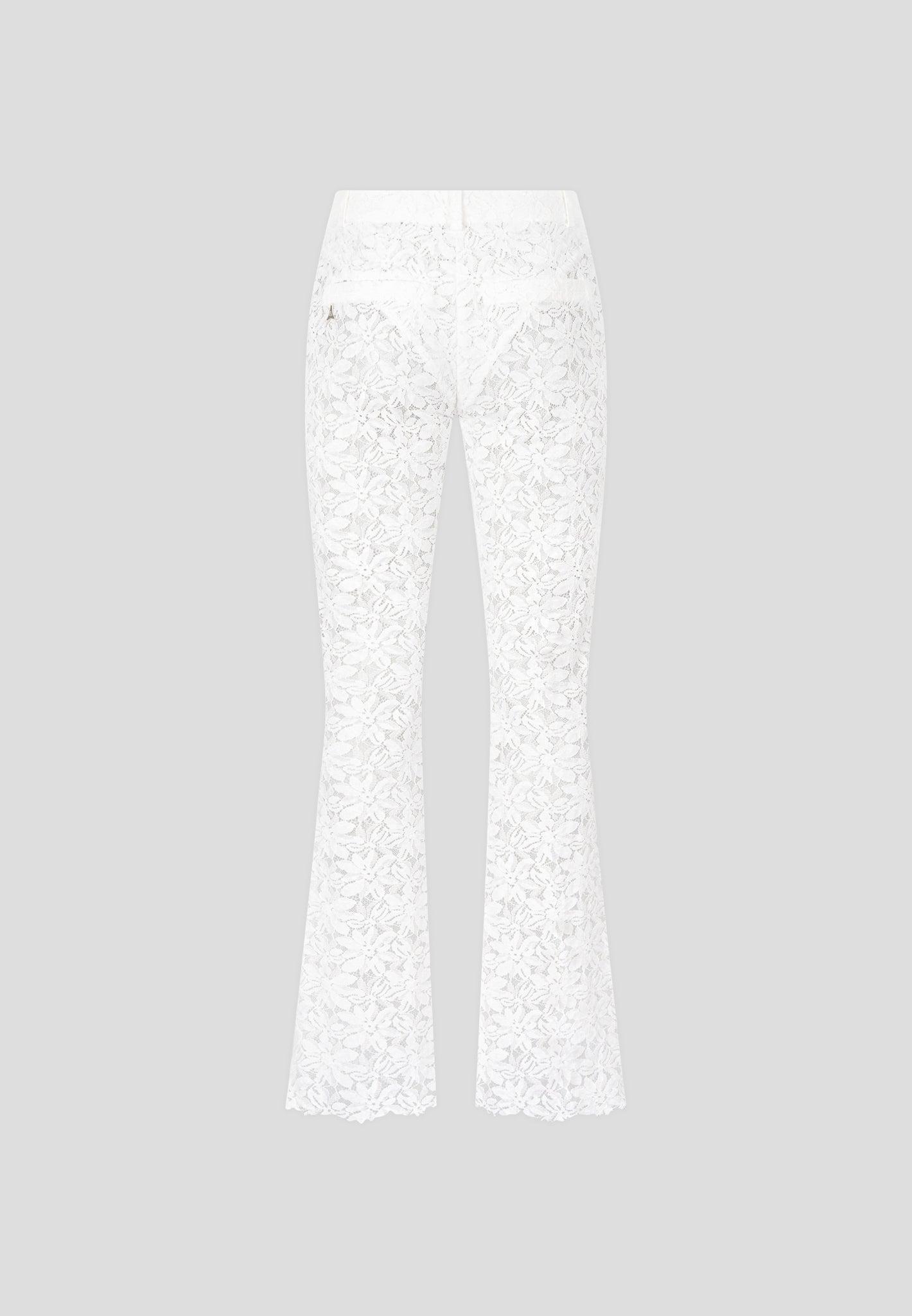 Lace Fit and Flare Trousers - White Female Product Image