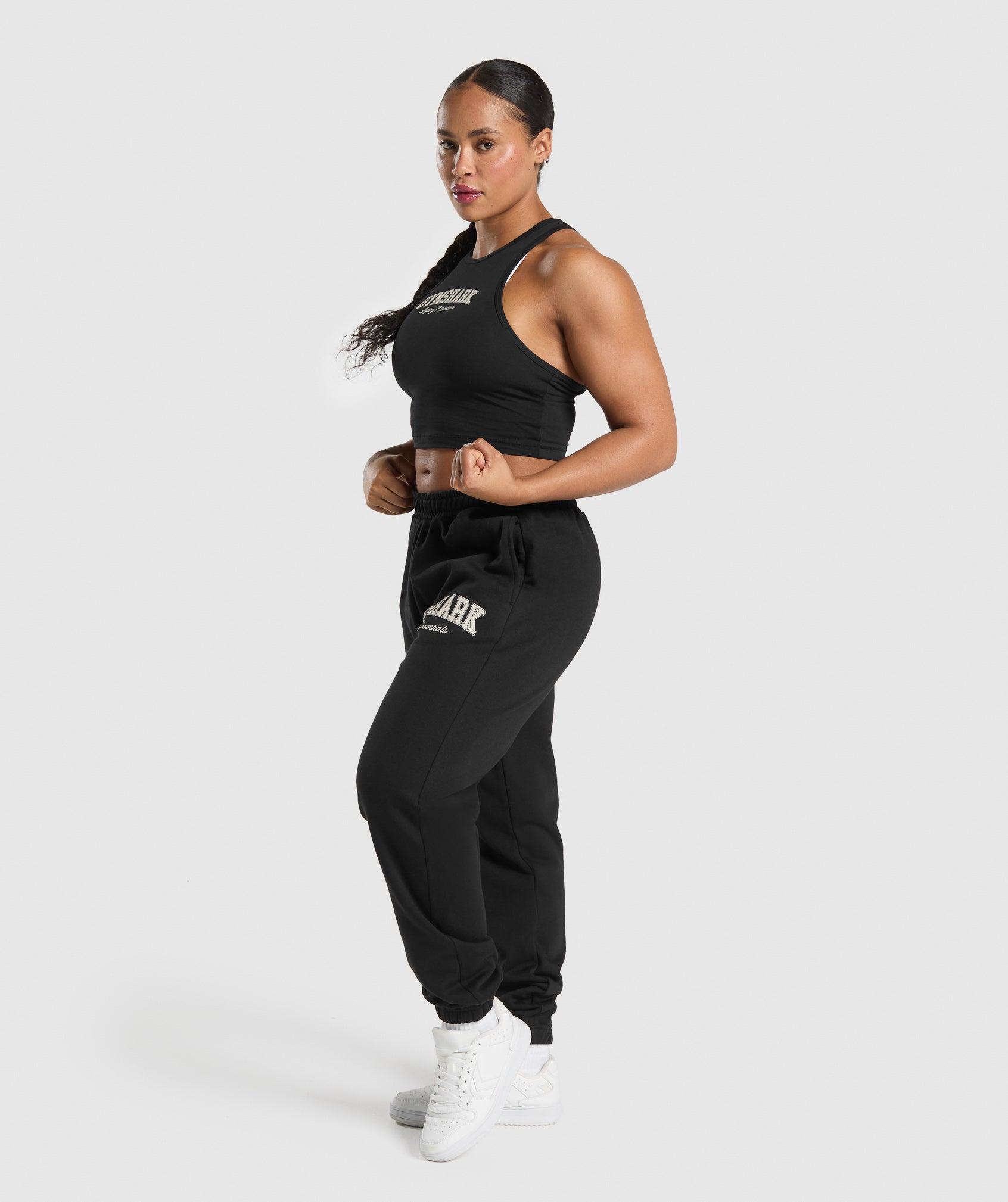 Gymshark Lifting Essentials Graphic Brushed Oversized Joggers - Black Female Product Image
