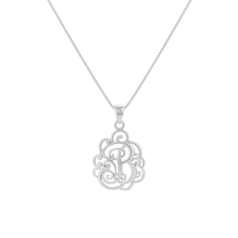 PRIMROSE Sterling Silver Monogram Initial Pendant Necklace, Women's, Size: 18", Silver Tone L Product Image