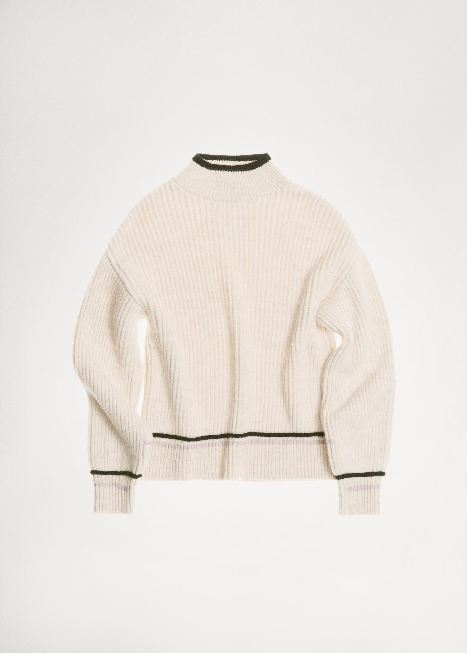 Perkins-neck sweater with contrasting details - Women | MANGO USA Product Image