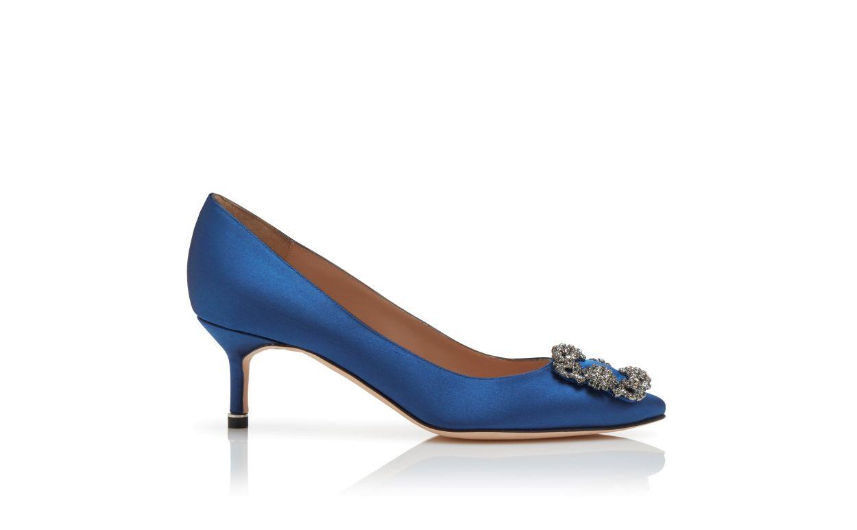 HANGISI 50 Blue Satin Jewel Buckle Pumps Product Image