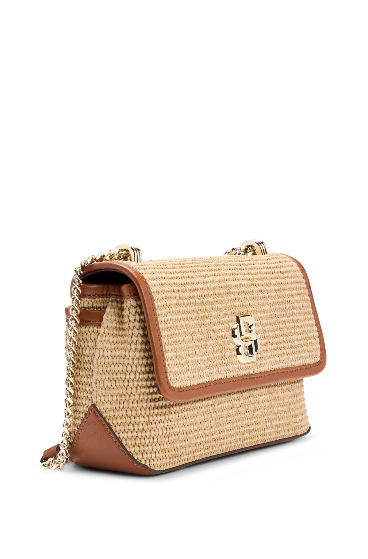Raffia-effect shoulder bag with Double B monogram Product Image