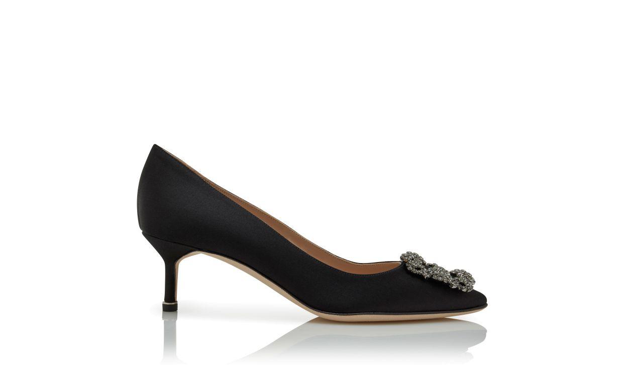 HANGISI 50 Black Satin Jewel Buckle Pumps Product Image