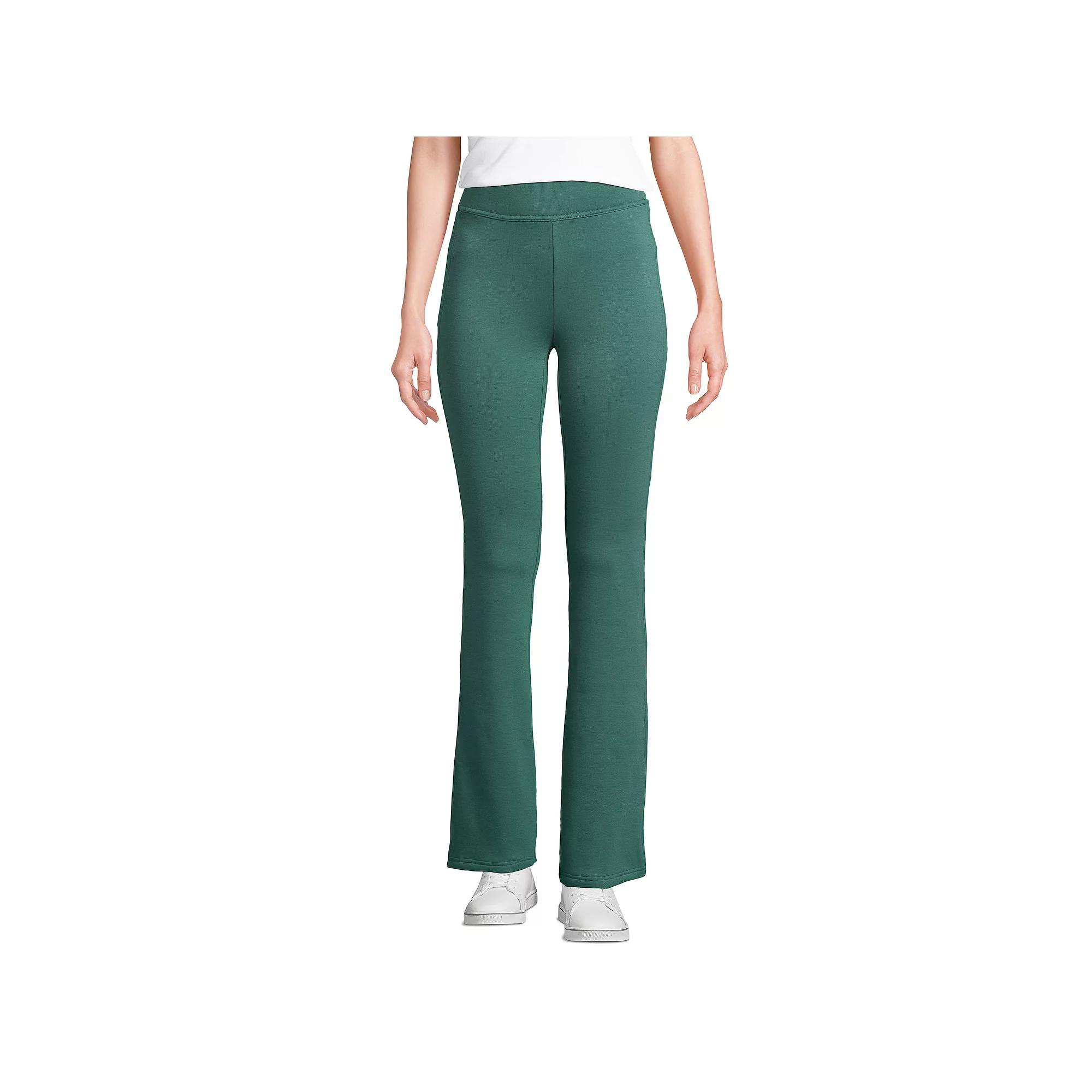 Women's Lands' End High Rise Serious Sweats Fleece Lined Bootcut Pants, Size: Small, Washed Green Product Image