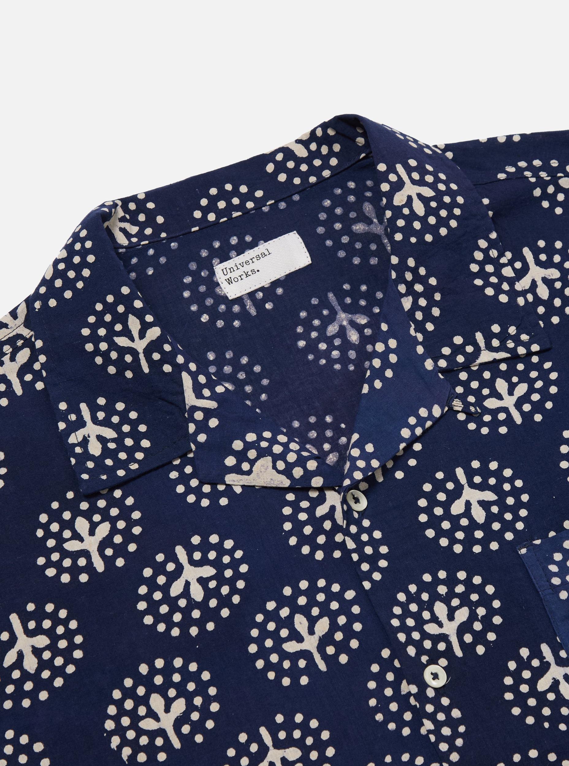 Universal Works Road Shirt in Navy Magic Circle Print Product Image