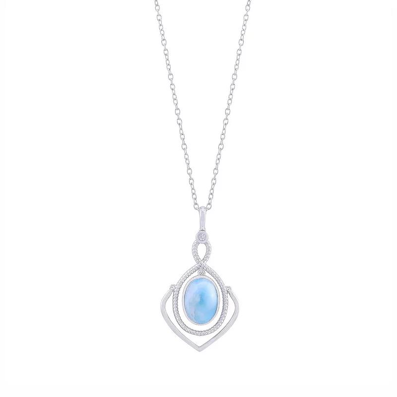 Celebration Gems Sterling Silver Sapphire & Diamond Accent Oval Halo Pendant, Womens Product Image
