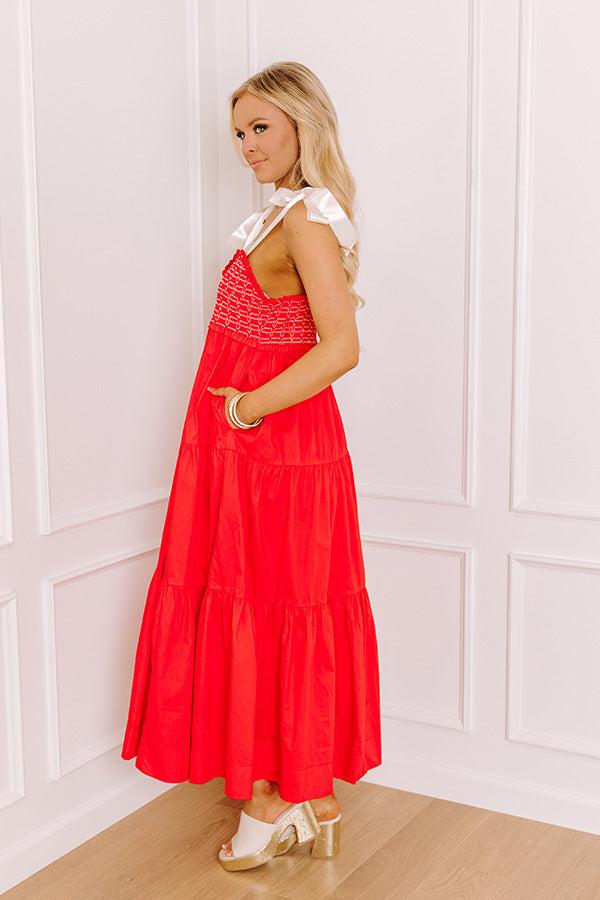 Favorite Love Story Smocked Midi in Red Product Image