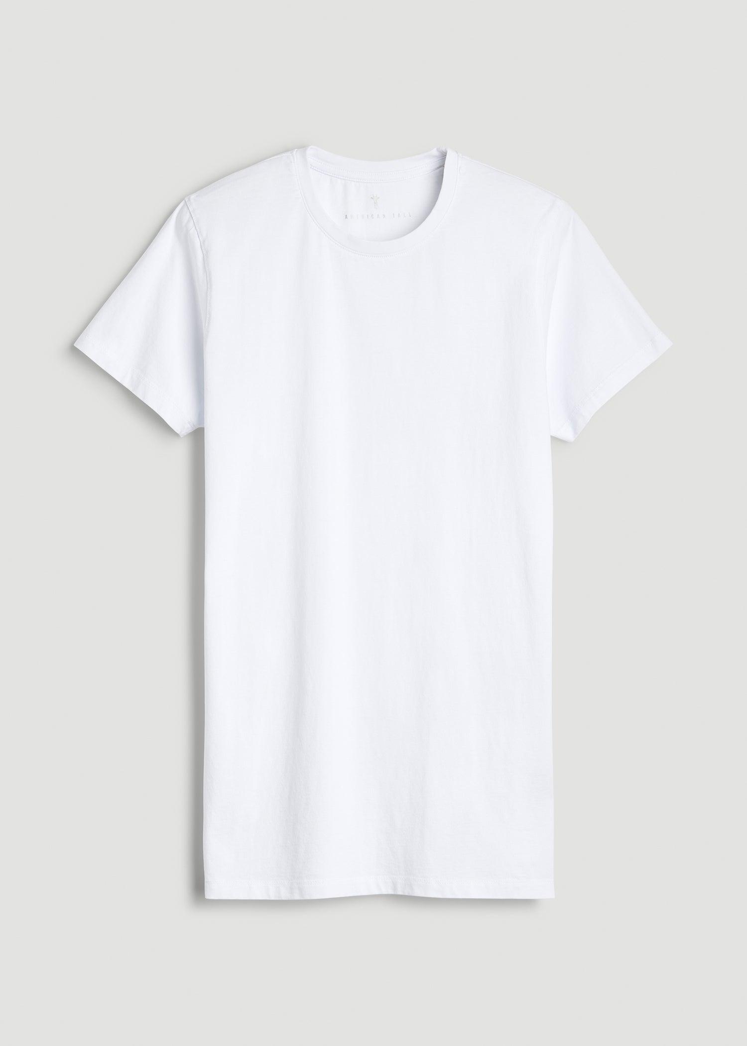 Modern Fit Garment Dyed Cotton T-Shirt for Tall Men in White Male Product Image
