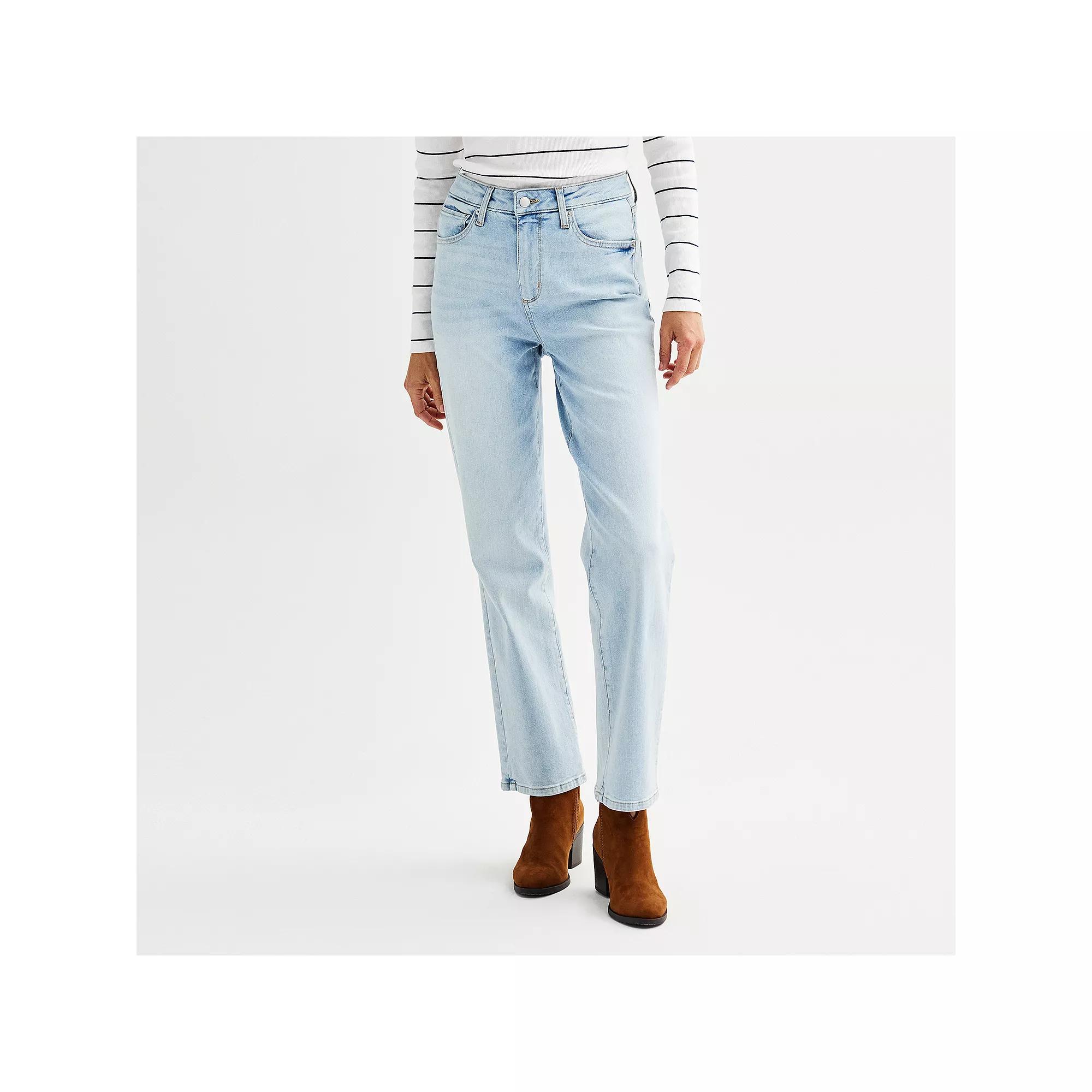 Petite Sonoma Goods For Life® High Rise Straight Jeans, Women's, Size: 10 Petite, Light Blue Product Image