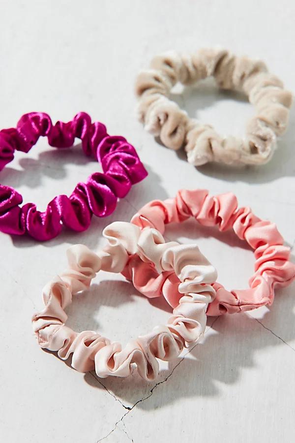 Velvet & Satin Hair Scrunchie Set Womens at Urban Outfitters Product Image