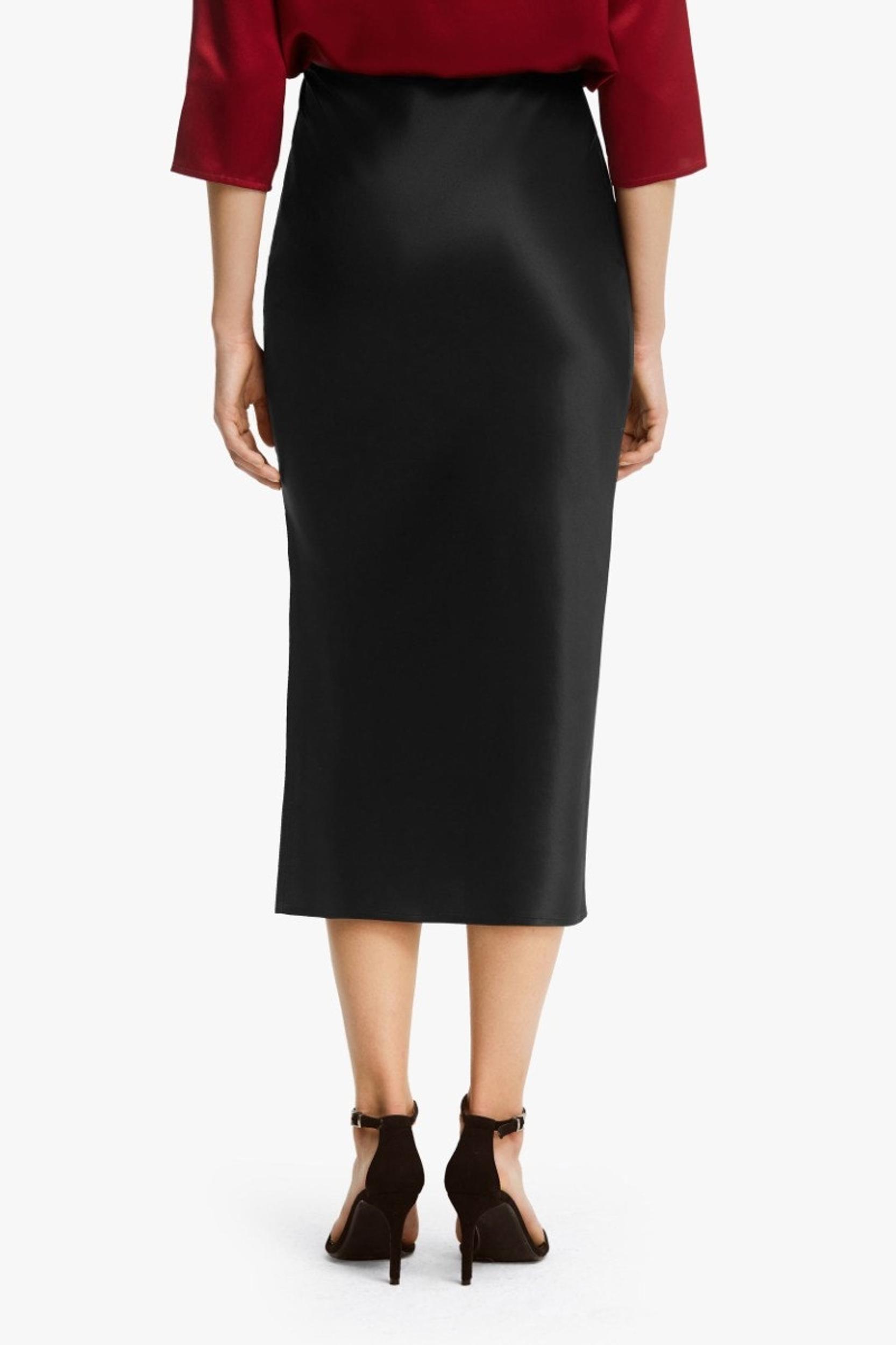 Flattering Side Slit Silk Midi Skirt Product Image