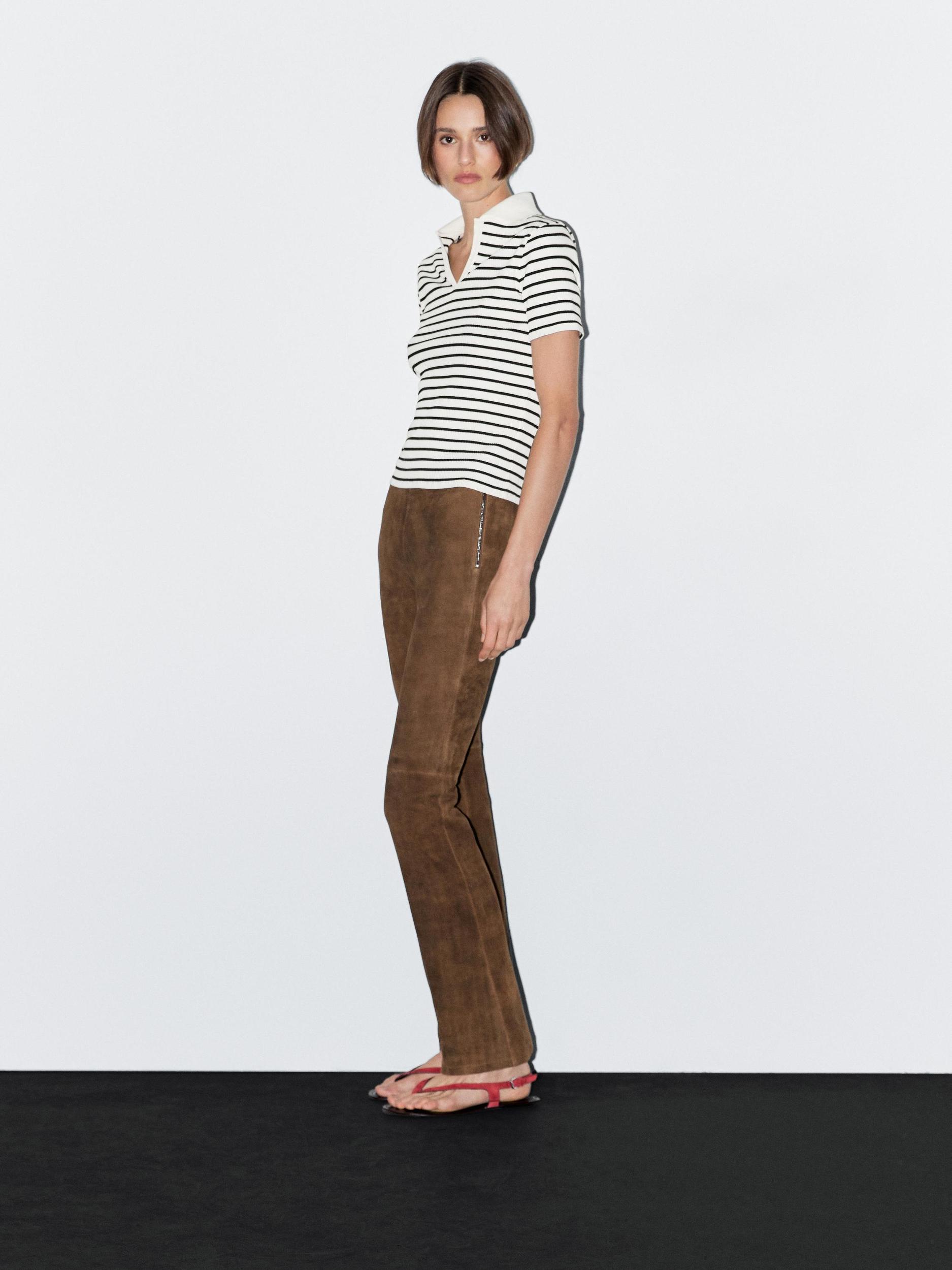 Striped cotton blend polo T-shirt Product Image