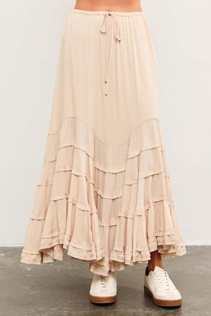 Tie Front Wave Tiered Skirt Product Image