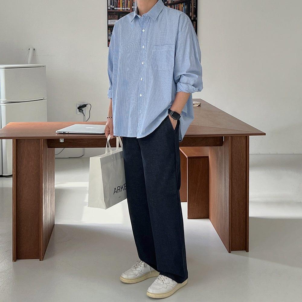 RT No. 9362 SKY BLUE STRIPE BUTTON-UP SHIRT Product Image