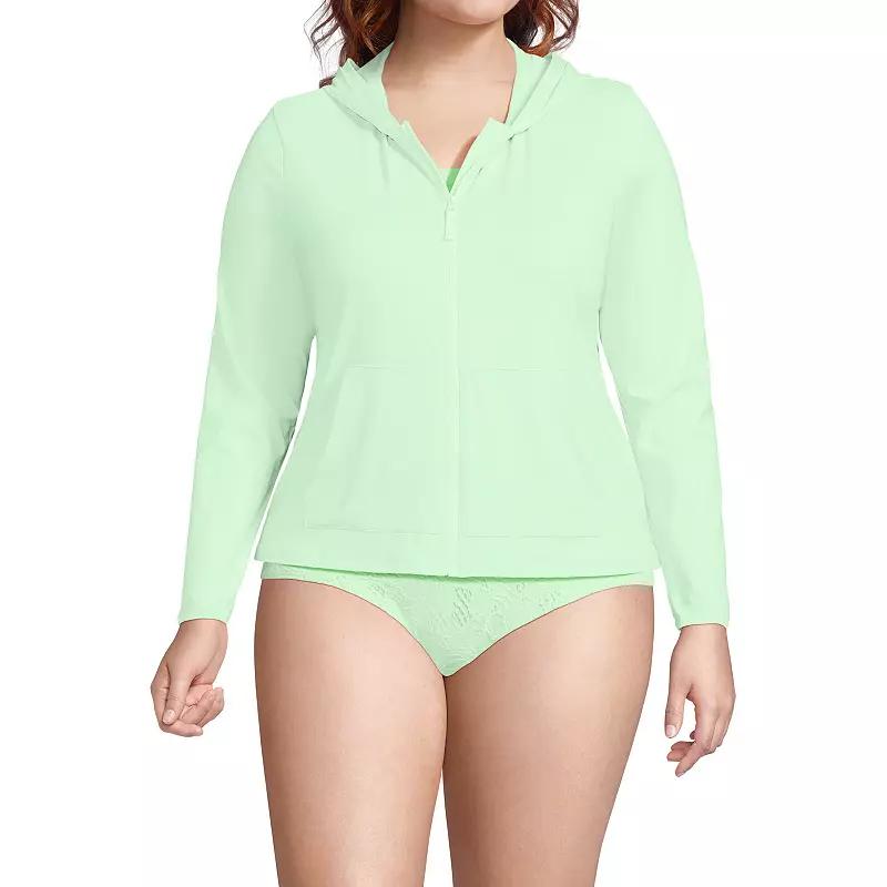 Plus Size Lands' End Hooded Full-Zip UPF 50 Rash Guard, Women's, Size: 2XL, Icy Mint Green Product Image