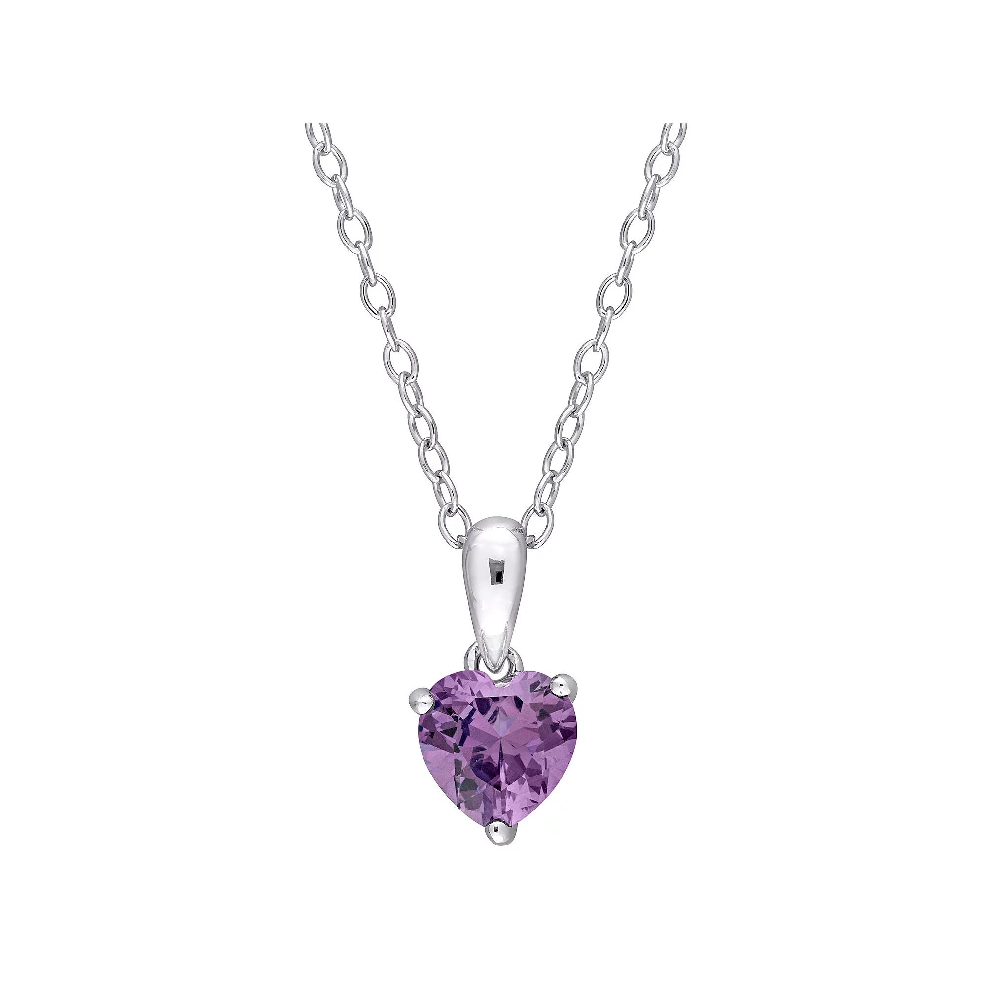 Stella Grace Sterling Silver & Gemstone Heart Stud Pendant Necklace, Women's,  Product Image