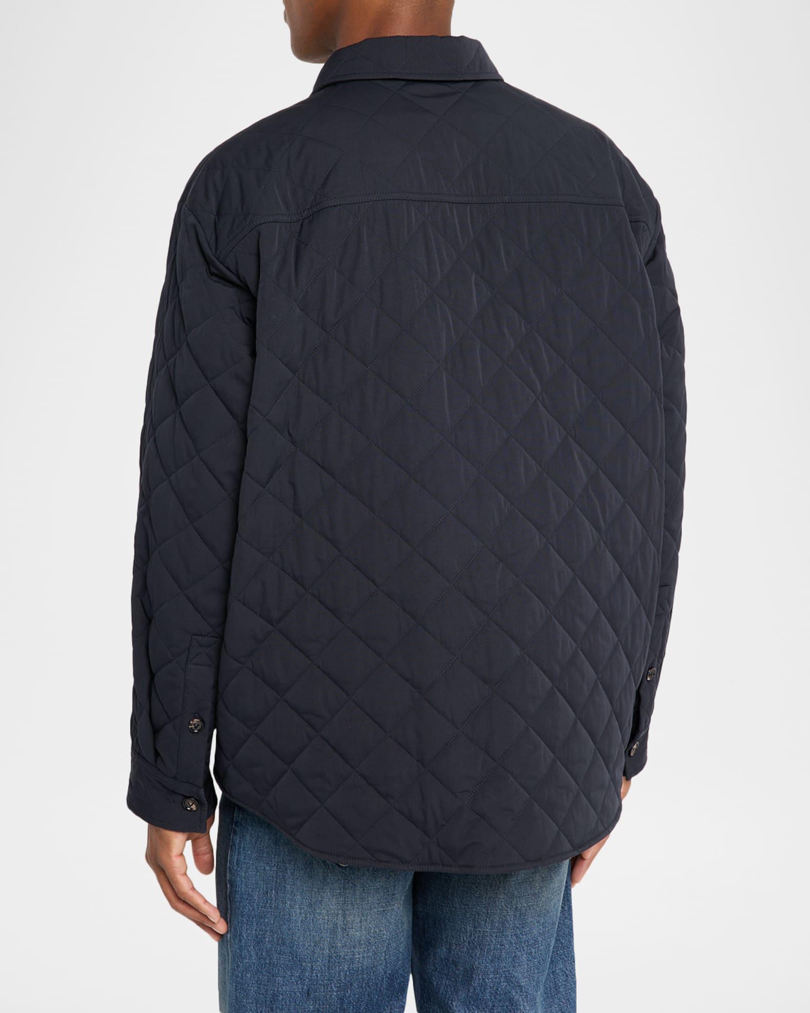 Men's Quilted Overshirt with Suede Intrecciato Patch  Product Image