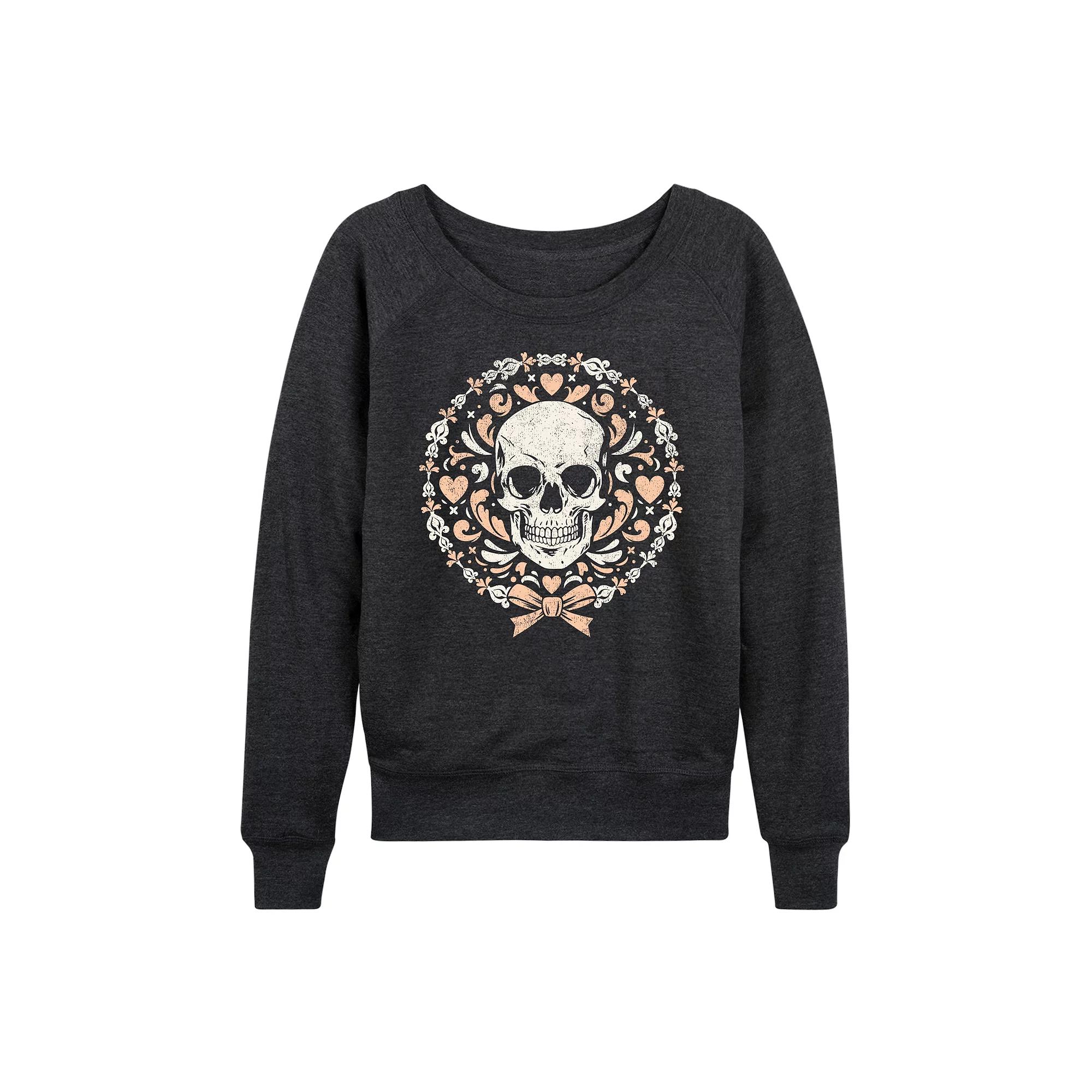 Women's Coquette Skull French Terry Long Sleeve Tee,  Product Image