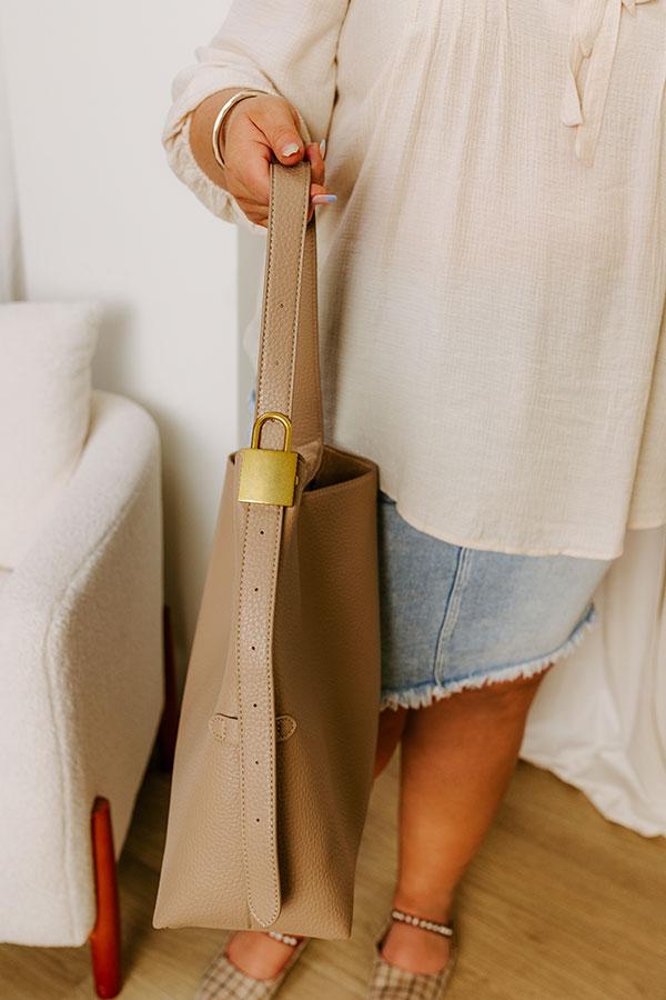 The Matty Faux Leather Tote in Taupe Product Image