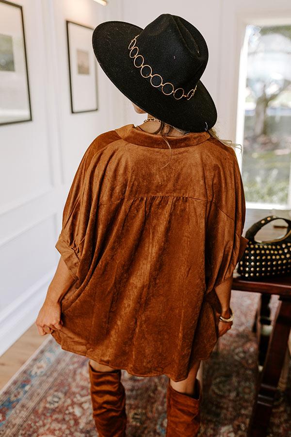 Social Gathering Faux Suede Button Up Product Image