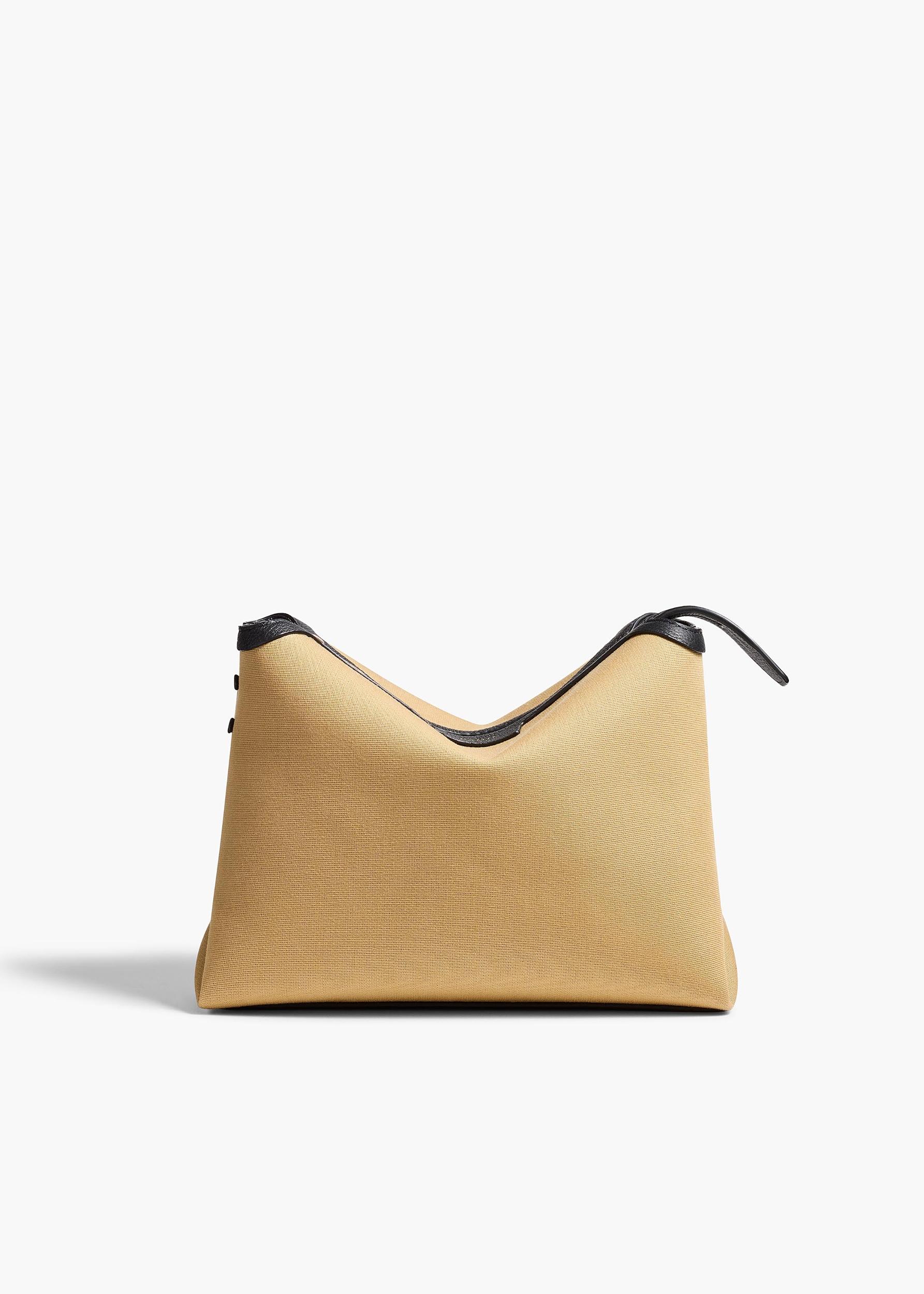 Lina Crossbody Bag in Honey Canvas with Black Leather Product Image
