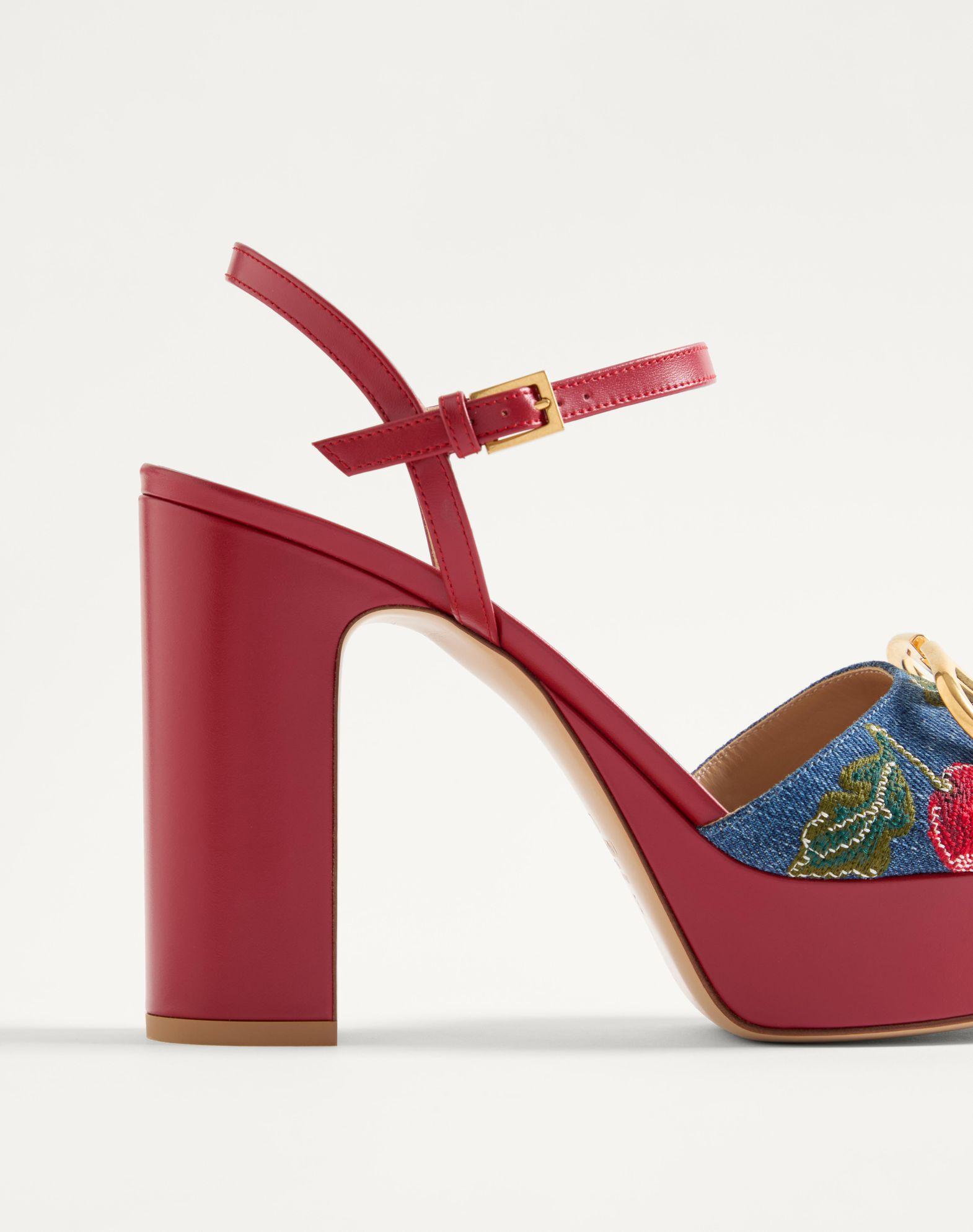 Vlogo Signature Platform Denim Sandal With Cherryfic Embroidery 115Mm Product Image