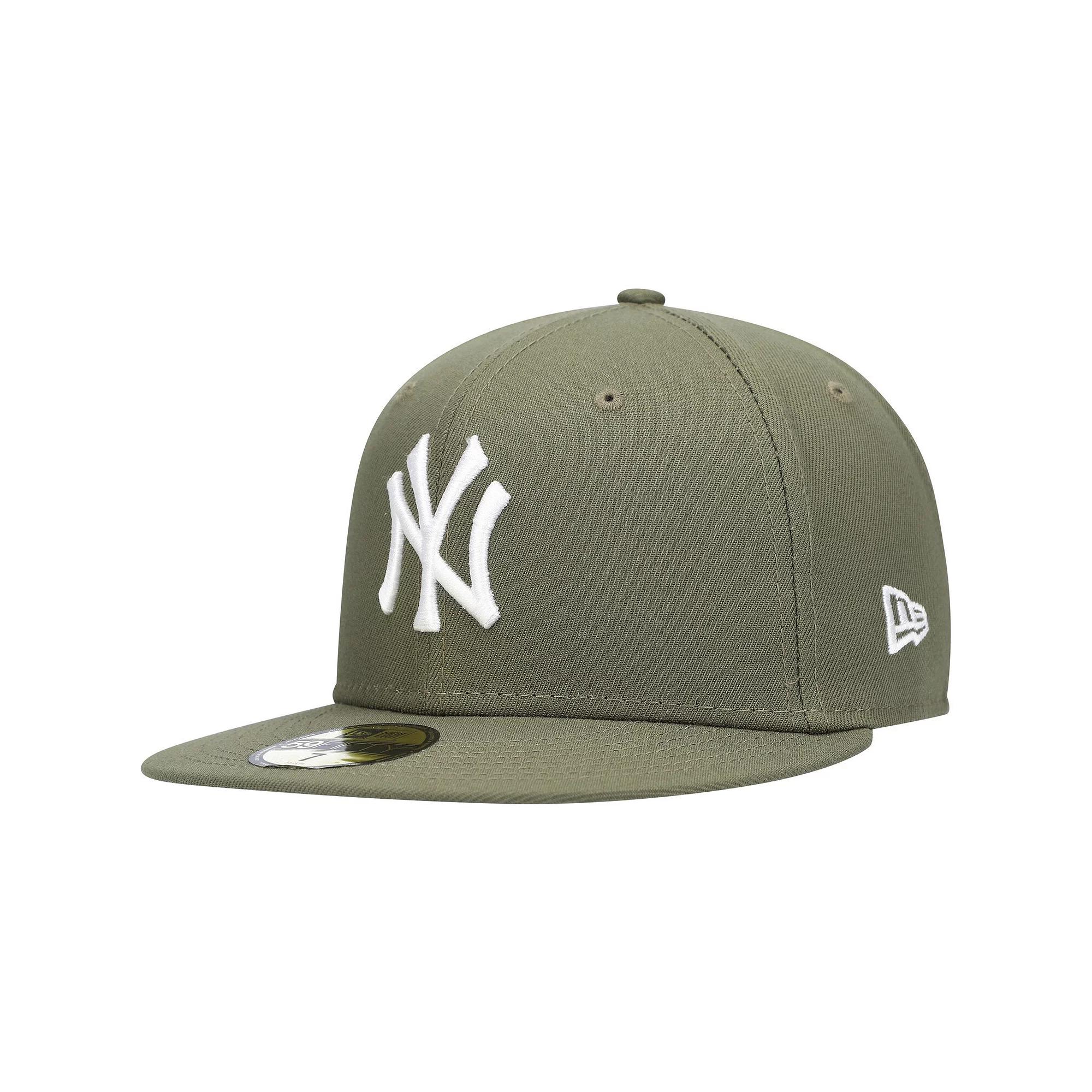 Men's New Era Olive New York Yankees Logo White 59FIFTY Fitted Hat, Size: 7 3/4, Team Product Image