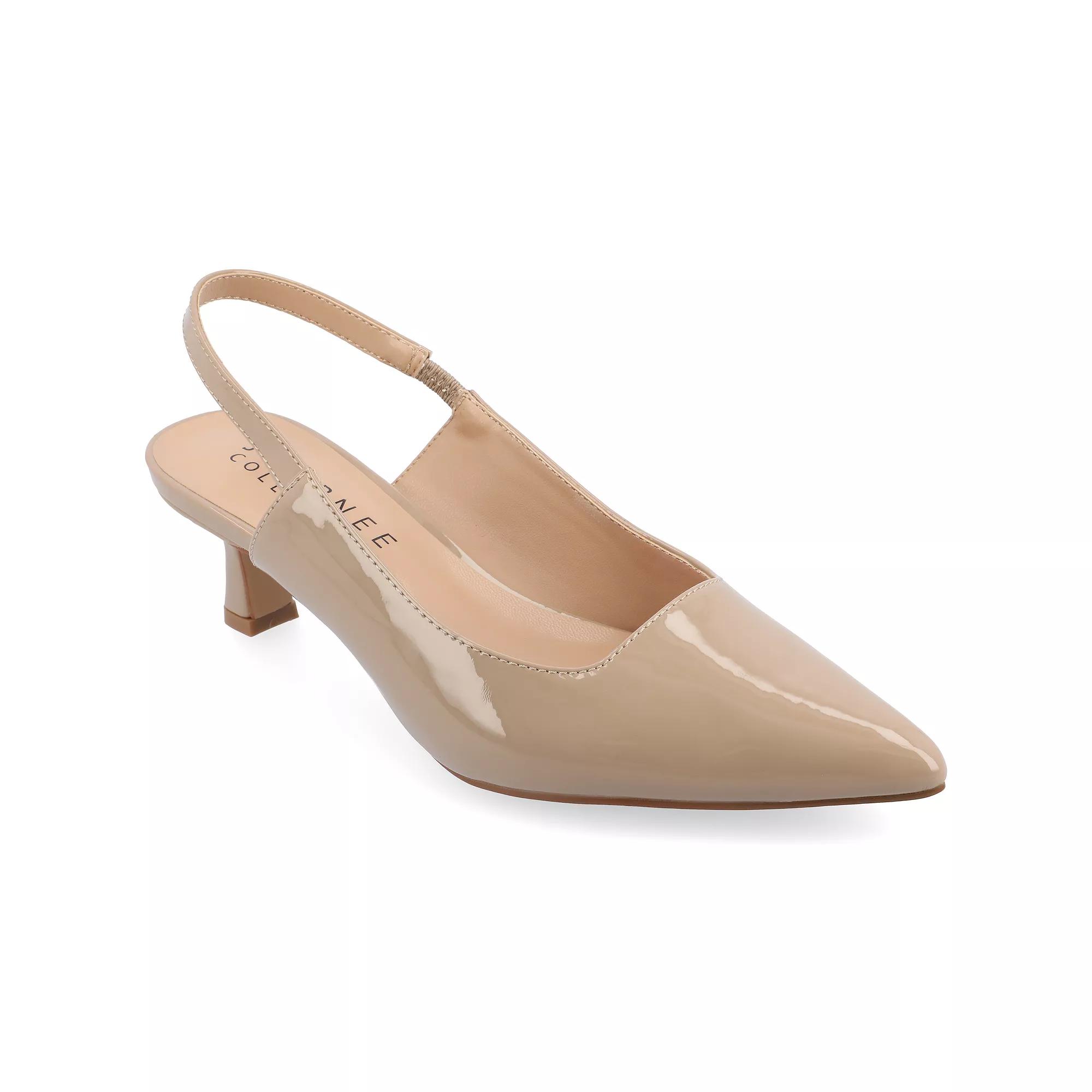 Journee Paulina Women's Slingback Heels, Size: 7, Patent Brown Product Image