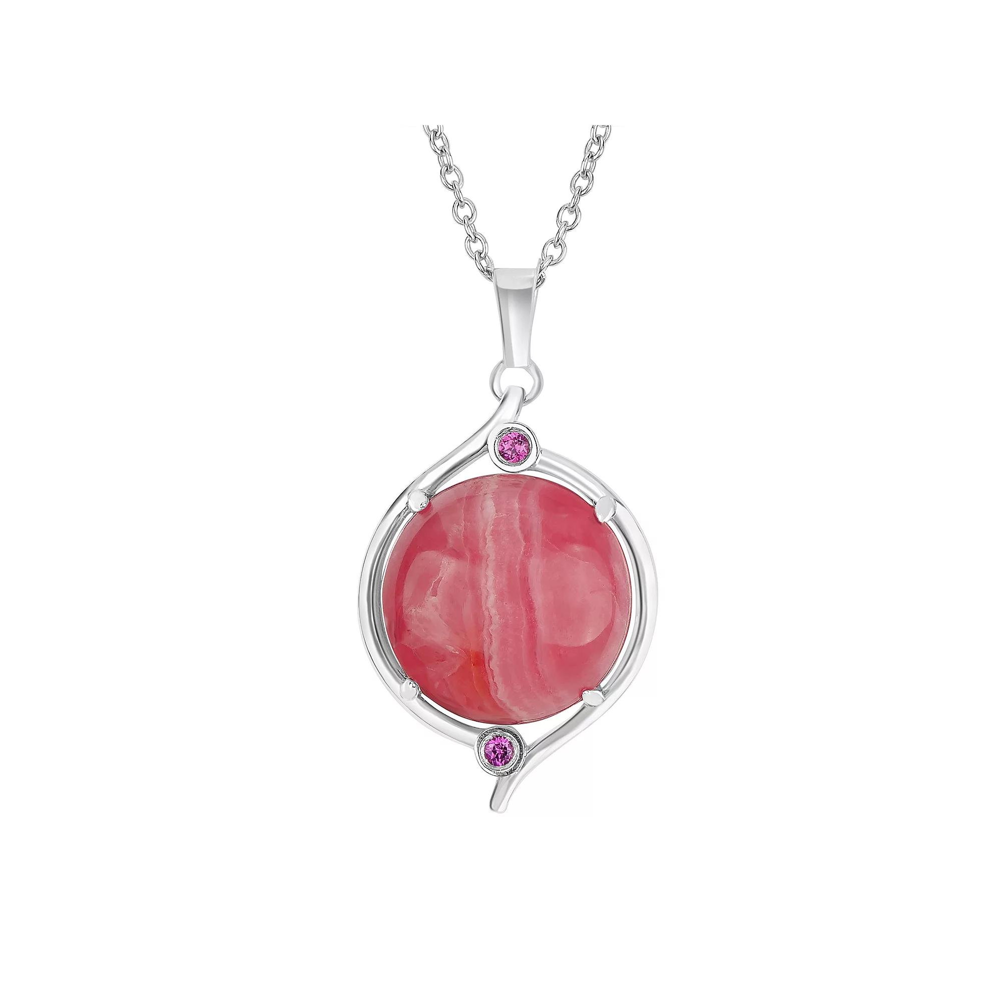 Gemistry Sterling Silver Gemstone Pendant Necklace, Women's, Size: 18", Rhodochrosite Product Image