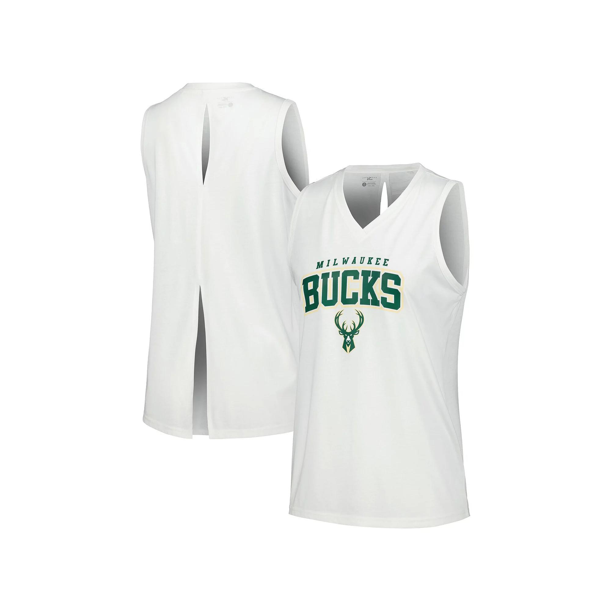 Women's Levelwear White Milwaukee Bucks Paisley Peekaboo Tank Top,  Product Image