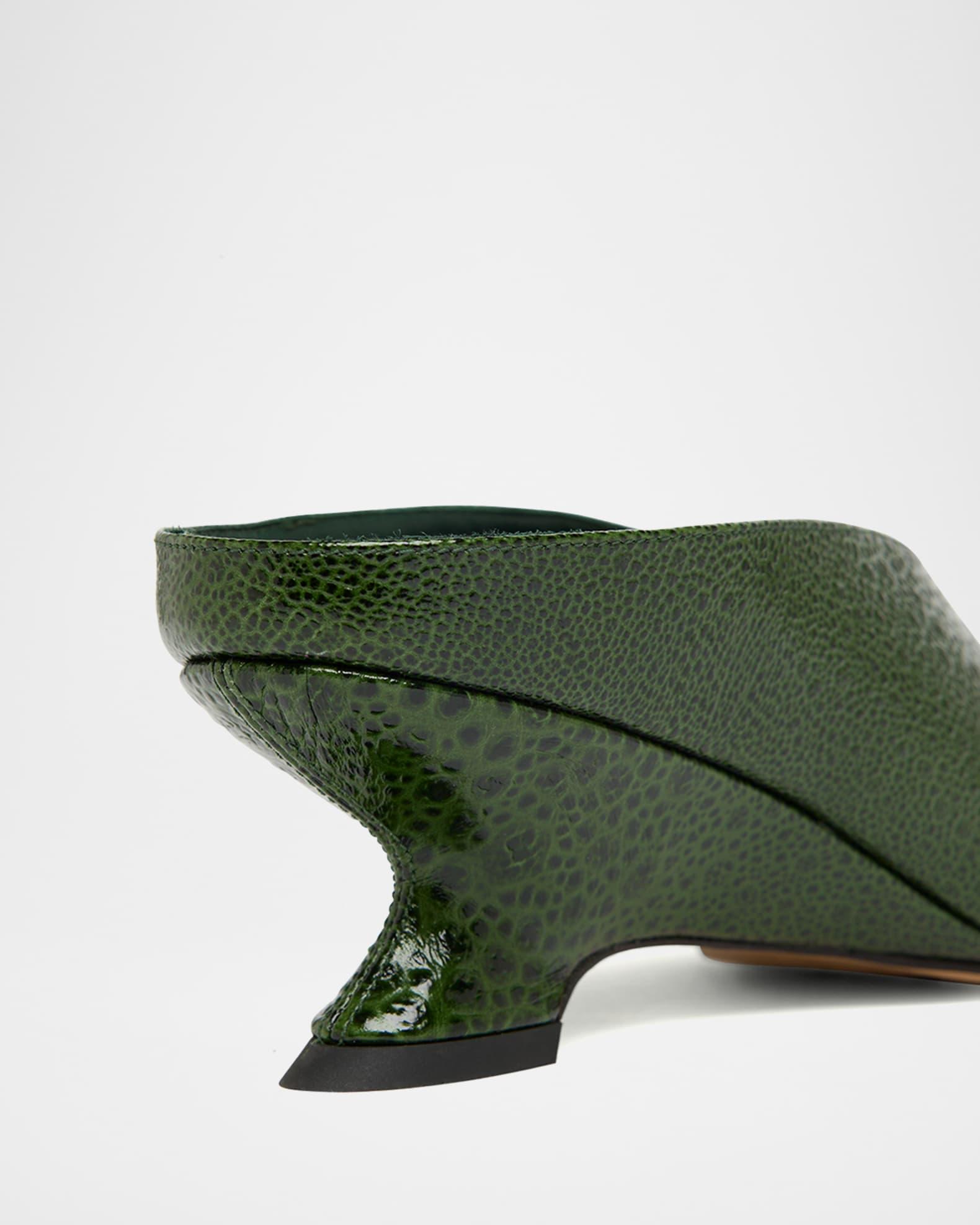 Frog-Print Leather Kitten-Heel Mules Product Image
