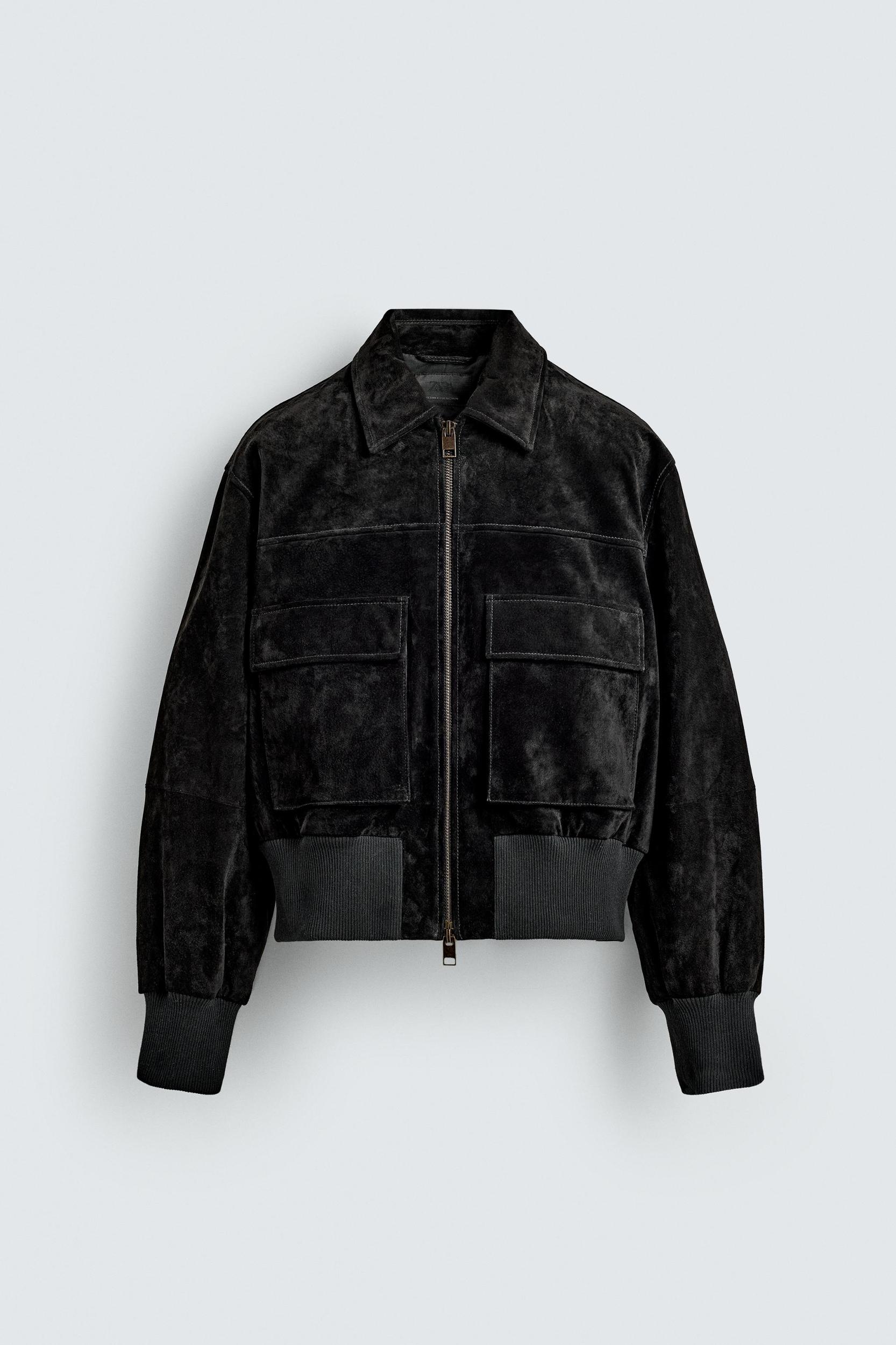 CROPPED SUEDE LEATHER JACKET Product Image