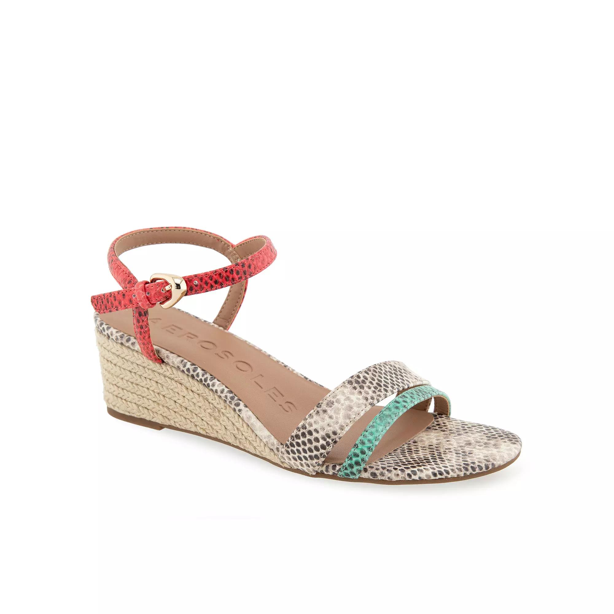 Aerosoles Witt Women's Wedge Sandals, Size: 6.5 Wide, Mint Pink Snake Product Image