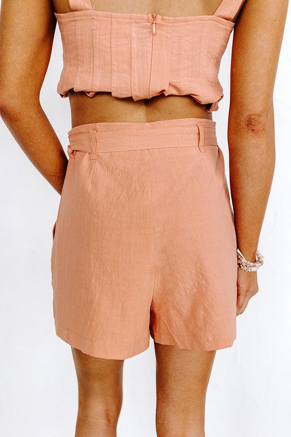 Sunset Horizon High Waist Shorts In Peach Product Image