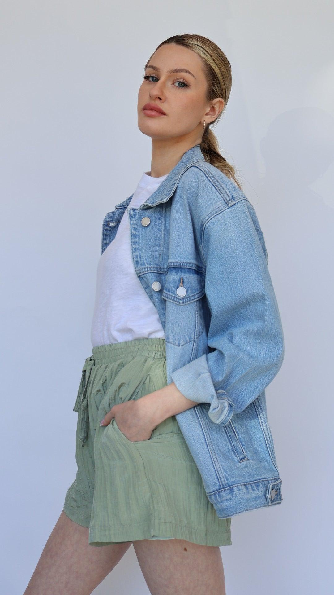 Cassie Solid Textured Drawstring Short Product Image