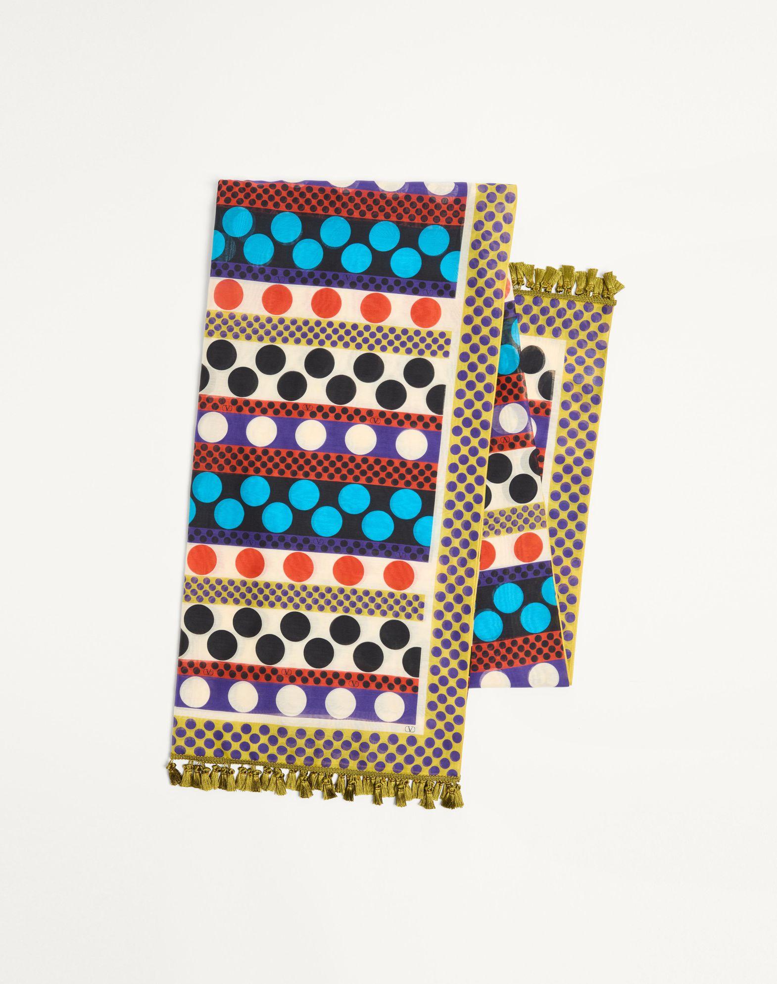 Escape Sarong In Cotton And Silk With Stripe And Polka Dot Print Product Image