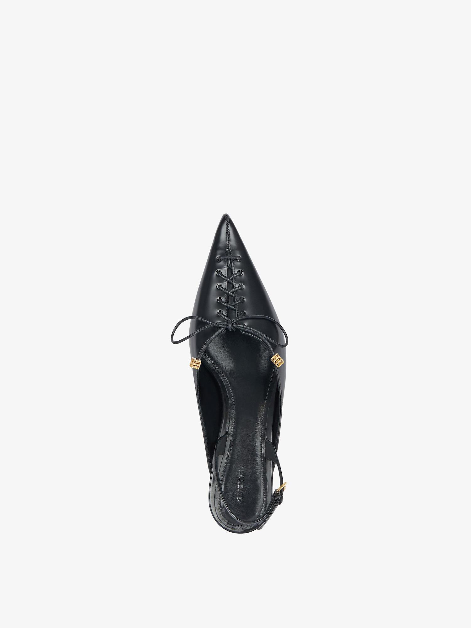 Lace-up slingbacks in leather Product Image