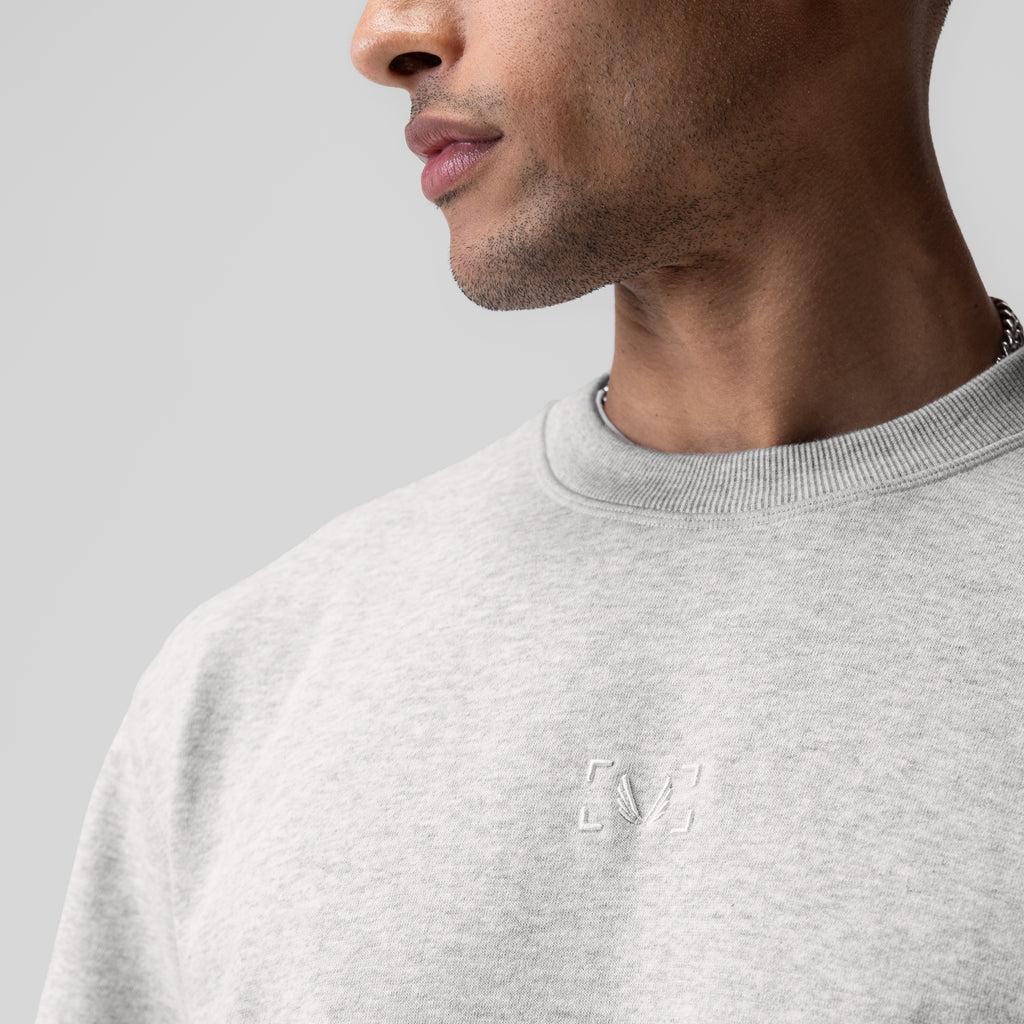 1026. Herringbone Terry Oversized Cinch Tee - Heather Grey Product Image
