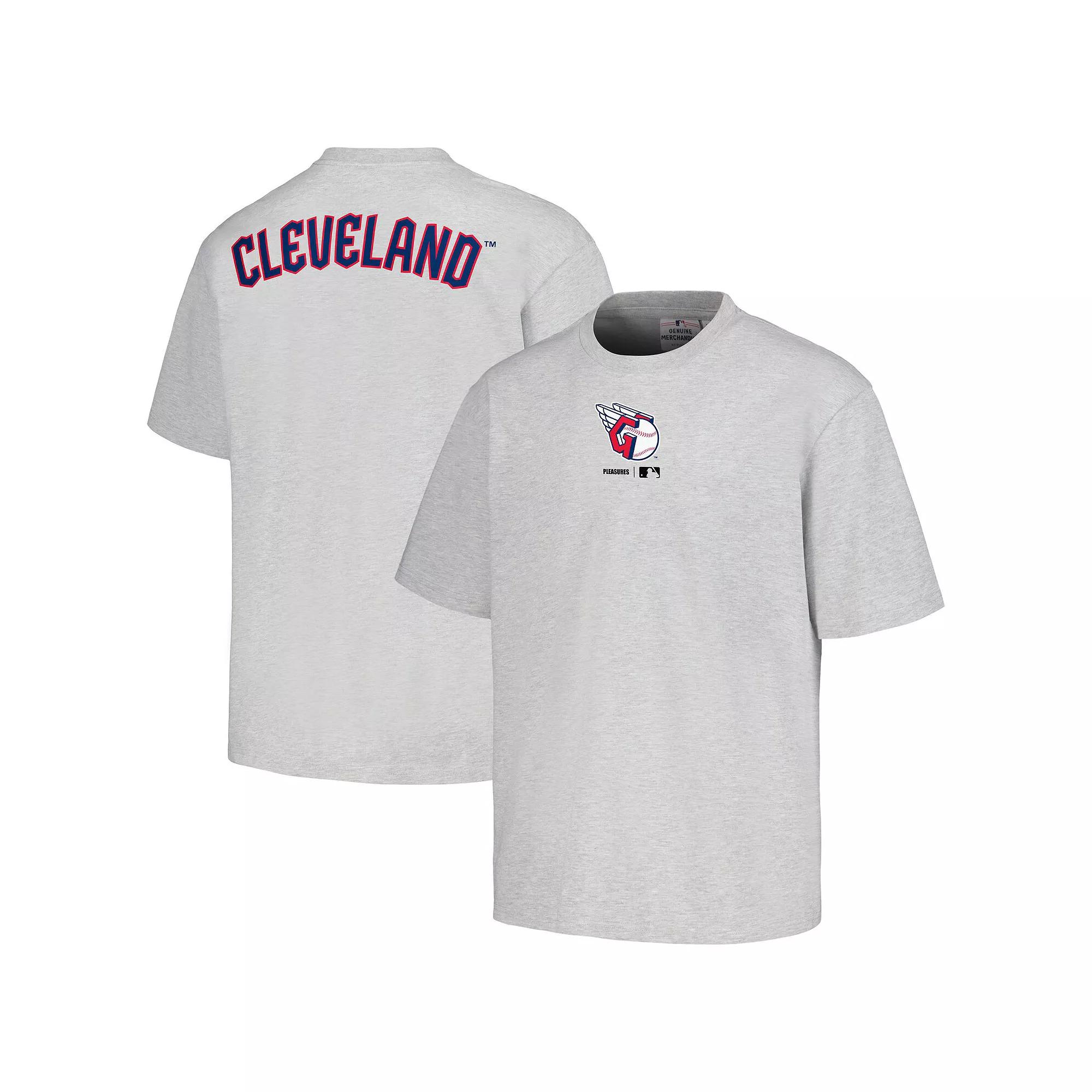 Men's PLEASURES  Gray Cleveland Guardians Mascot T-Shirt, Size: Large, Grd Grey Product Image