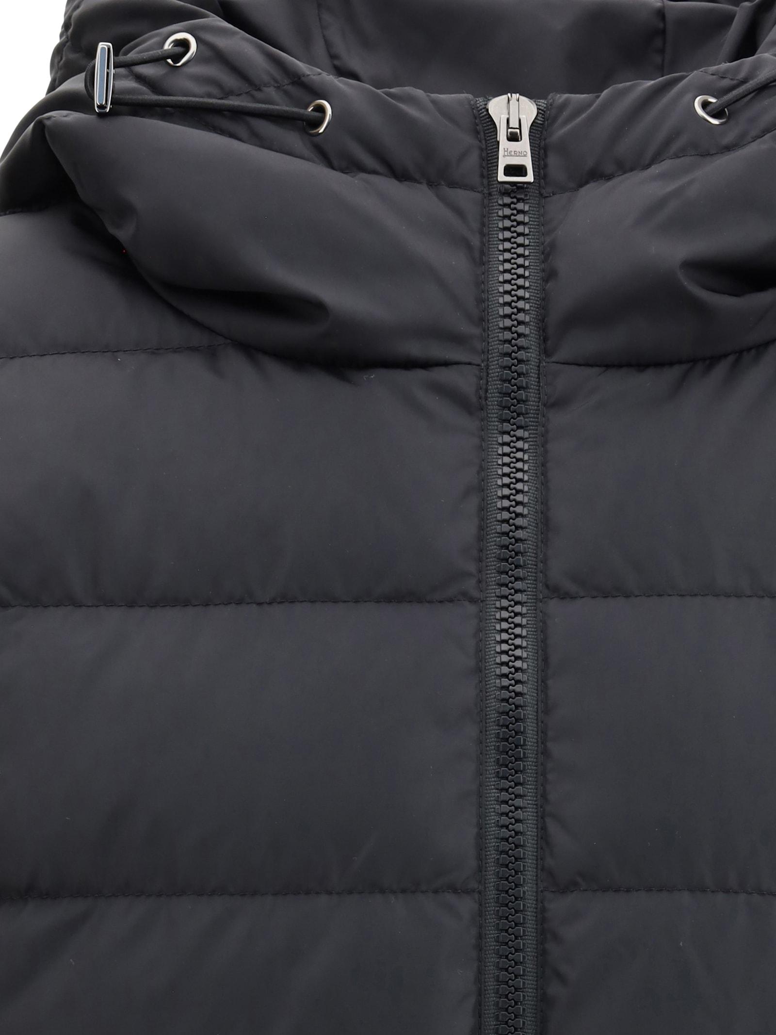 HERNO Padded Bomber Jacket With Wool Sleeves Clothing In Black Product Image