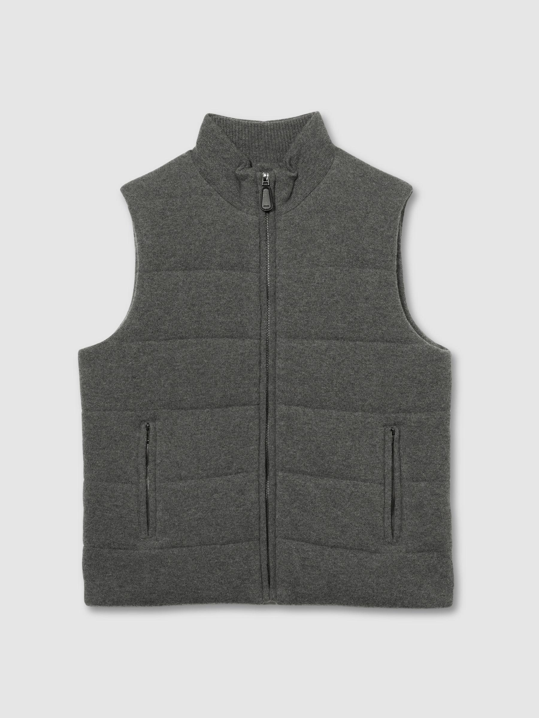 Atelier Quilted-Cashmere Gilet in Mid Grey Melange Product Image