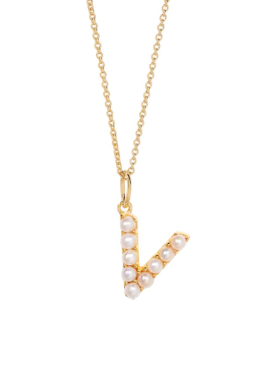 Womens Bridget Initial 14K-Gold-Plated & Freshwater Pearl Necklace Product Image