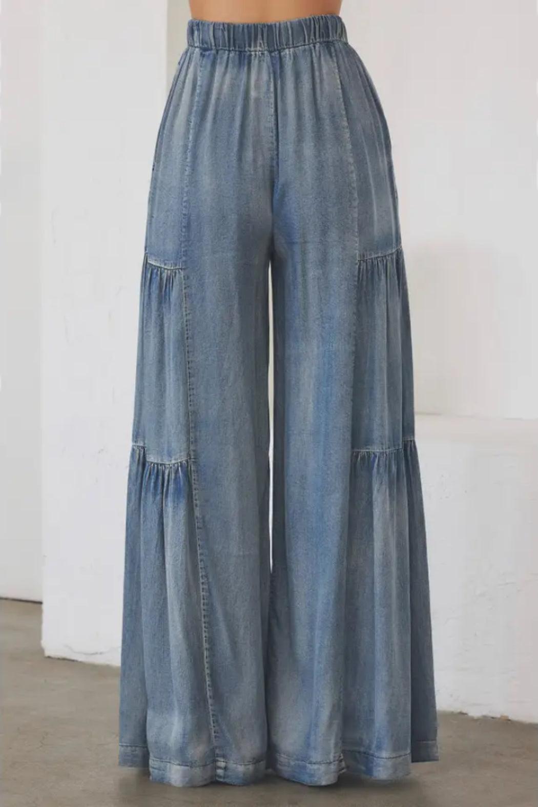 Lizzie Washed Denim Pants Product Image