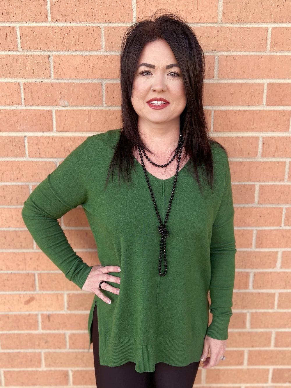 Hi-Low Knit V-Neck Sweater - 5 Colors* Product Image