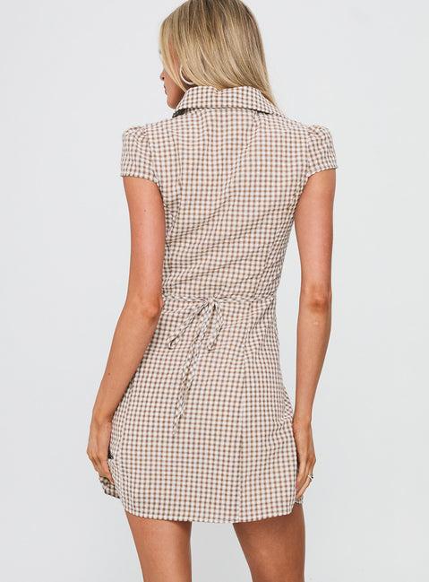 Arianwyn Mini Dress Brown Check Product Image