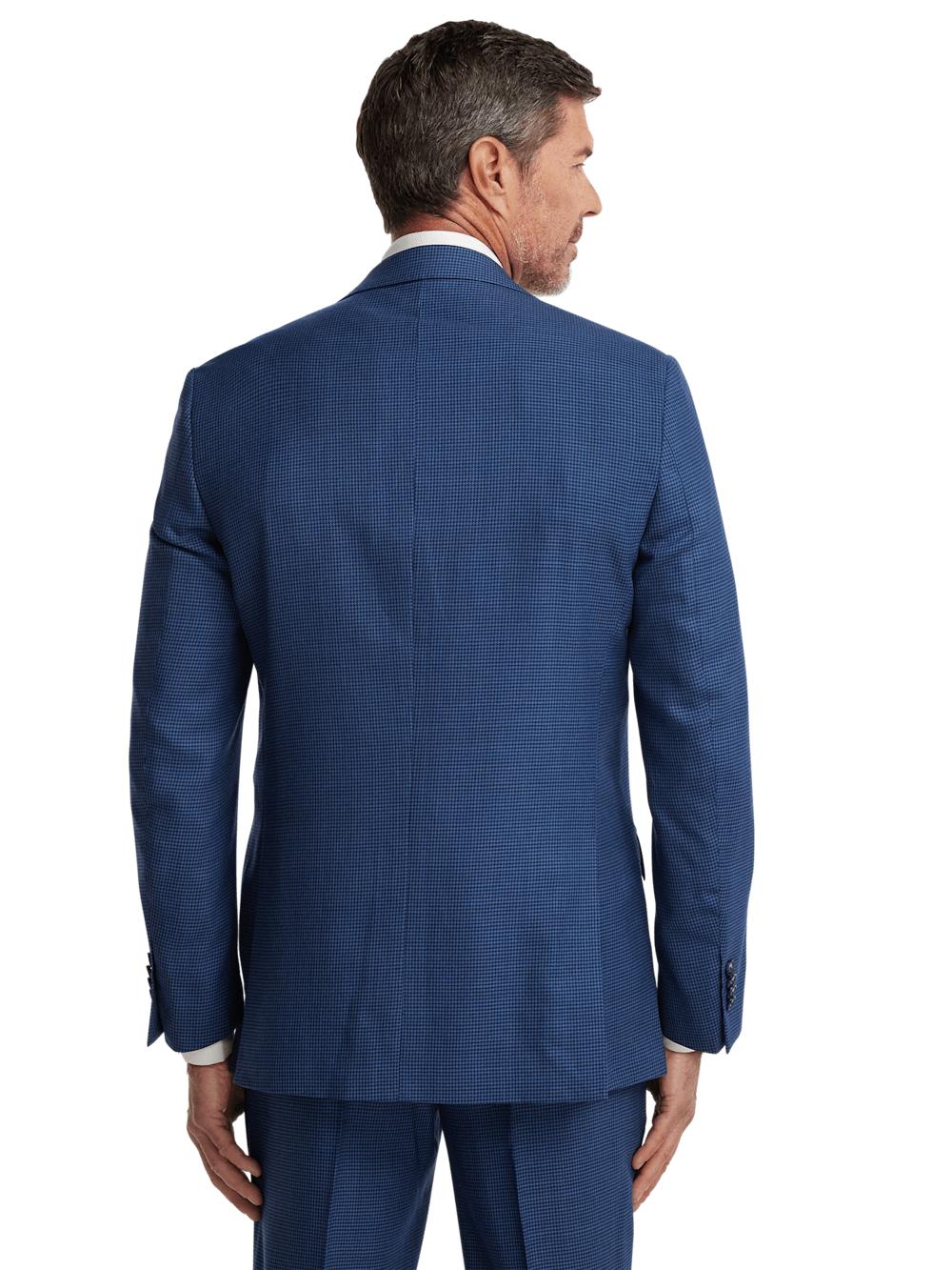 Wool Houndstooth Single Breasted Peak Lapel Suit - Blue Product Image
