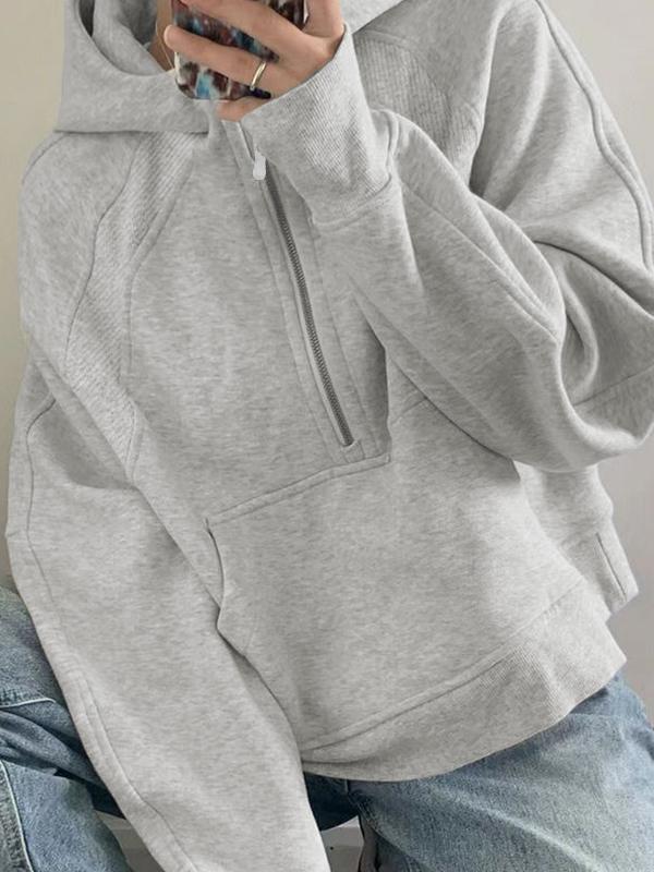 Solid Half Zip Oversized Hoodie Product Image