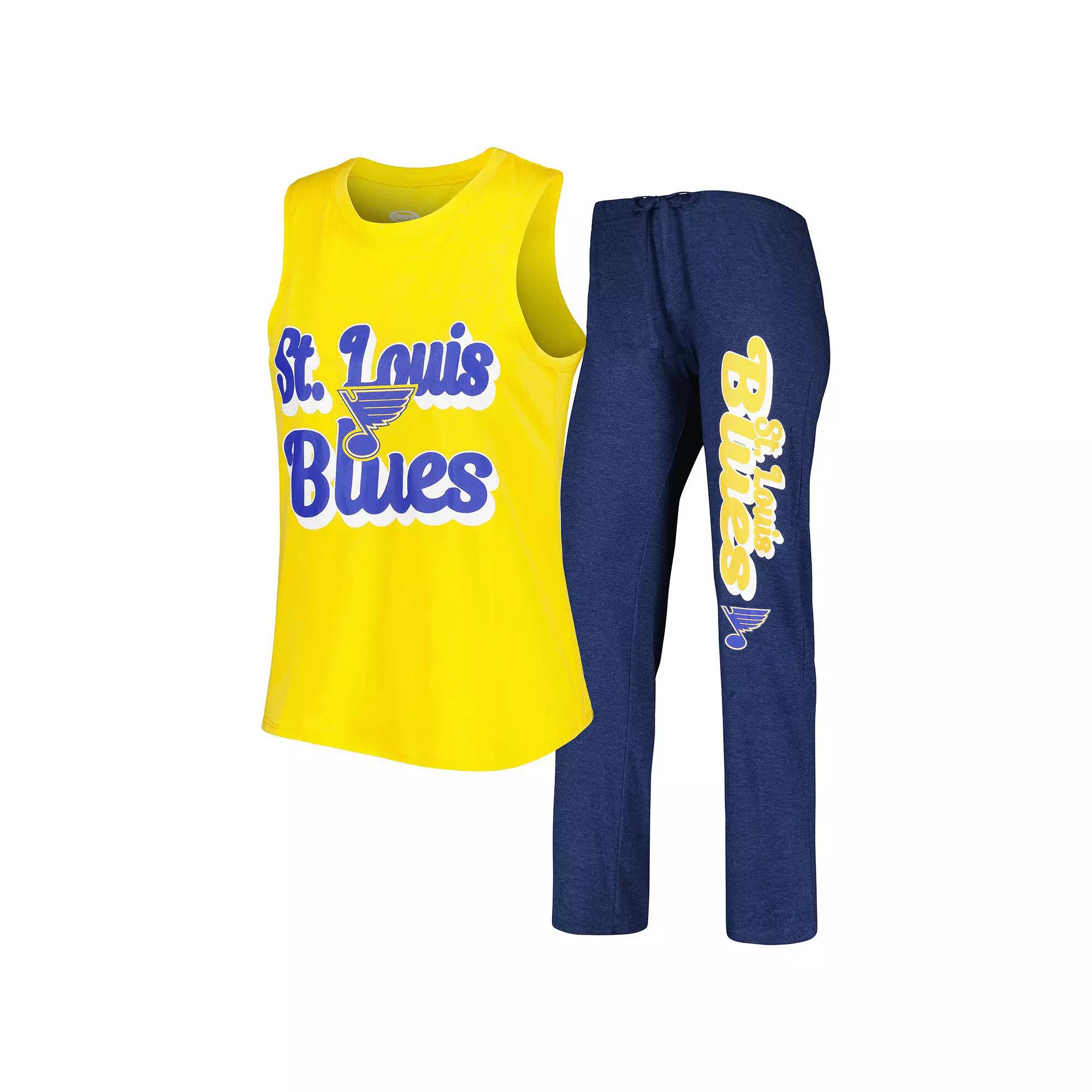 Women's Concepts Sport Gold/Navy St. Louis Blues Meter Muscle Tank Top & Pants Sleep Set, Size: XL Product Image