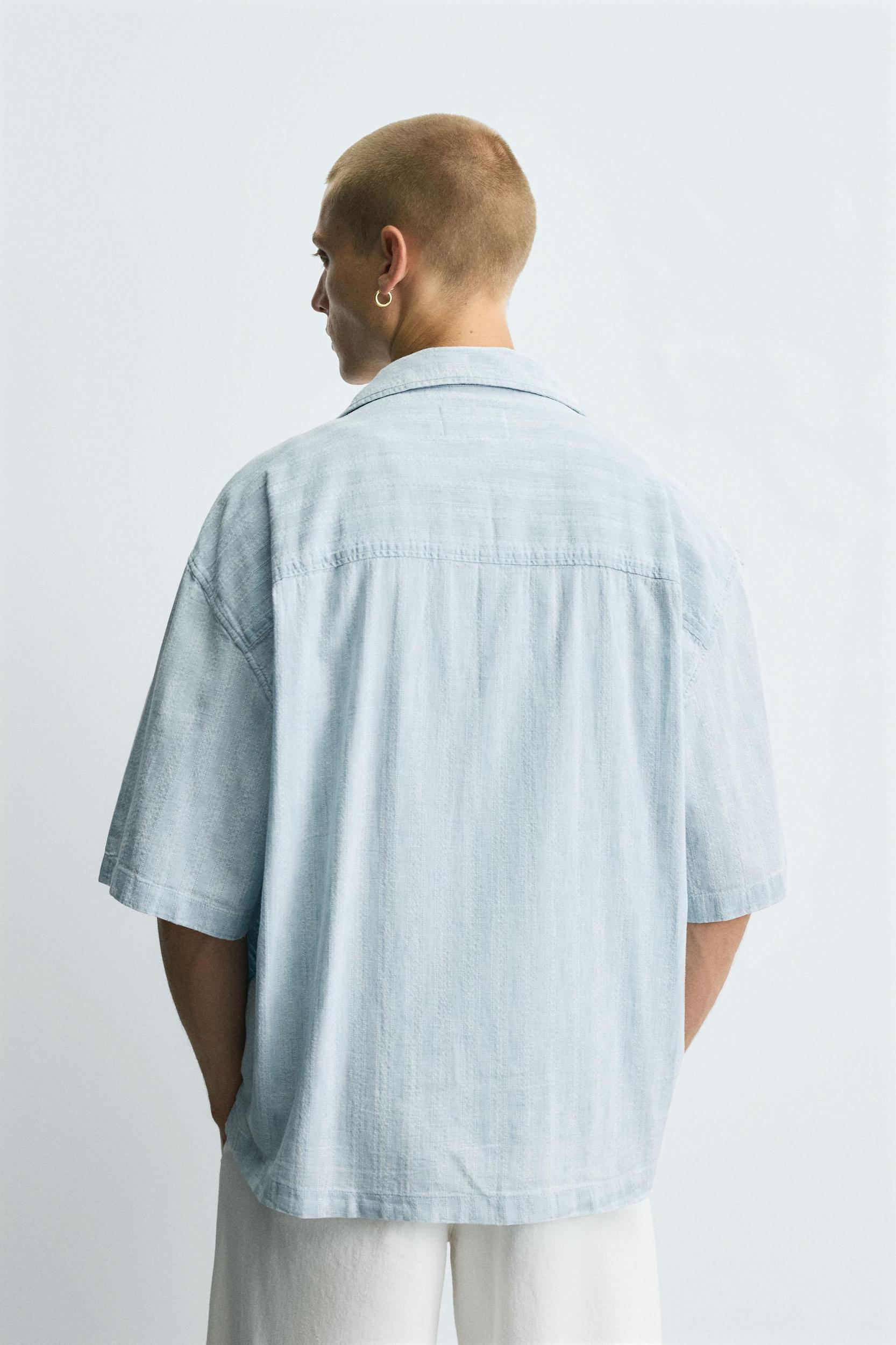 WASHED JACQUARD STRIPED SHIRT Product Image